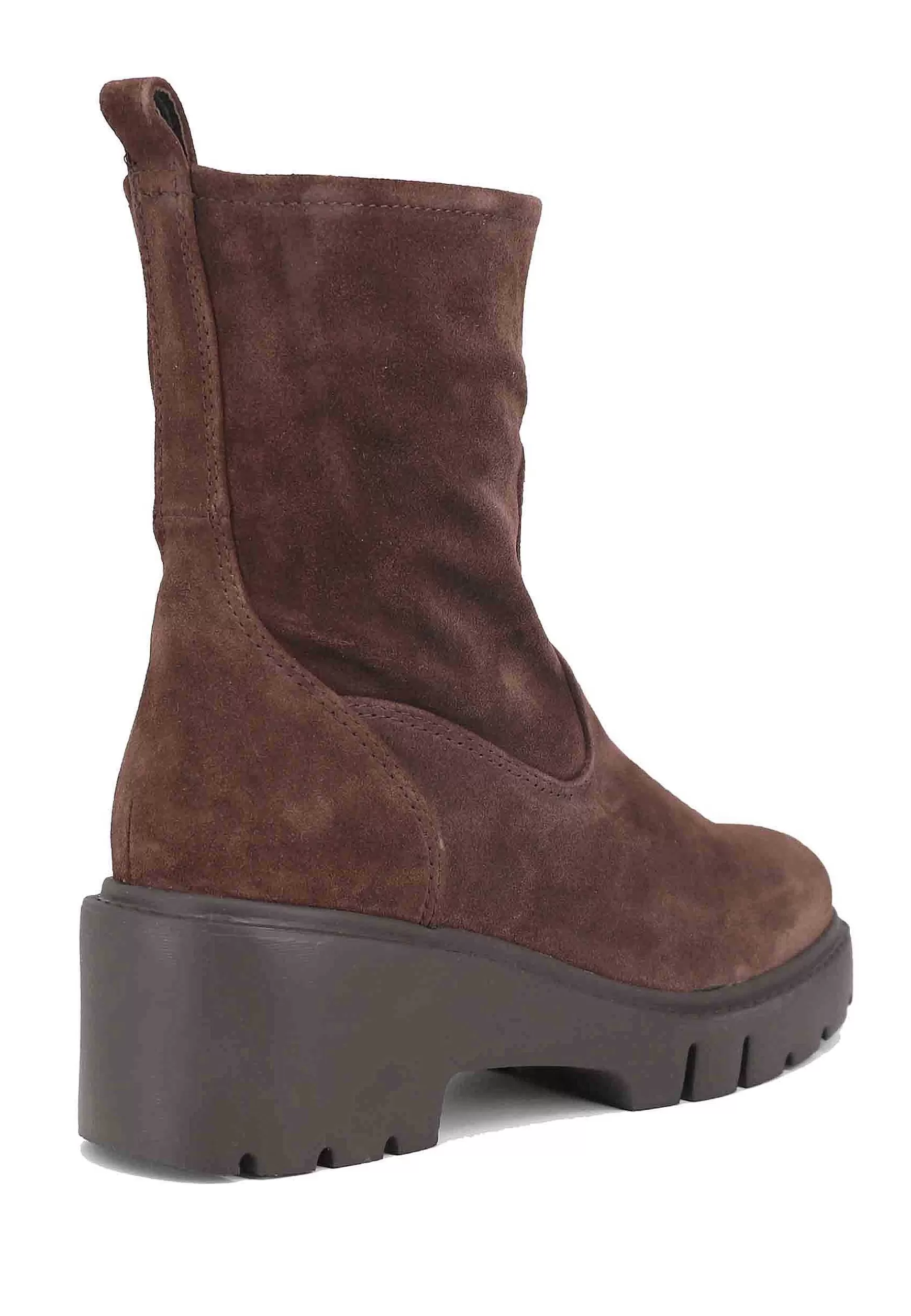 Stivaletti Donna In Camoscio Testa Di Moro Con Zeppa Bassa*Unisa Cheap