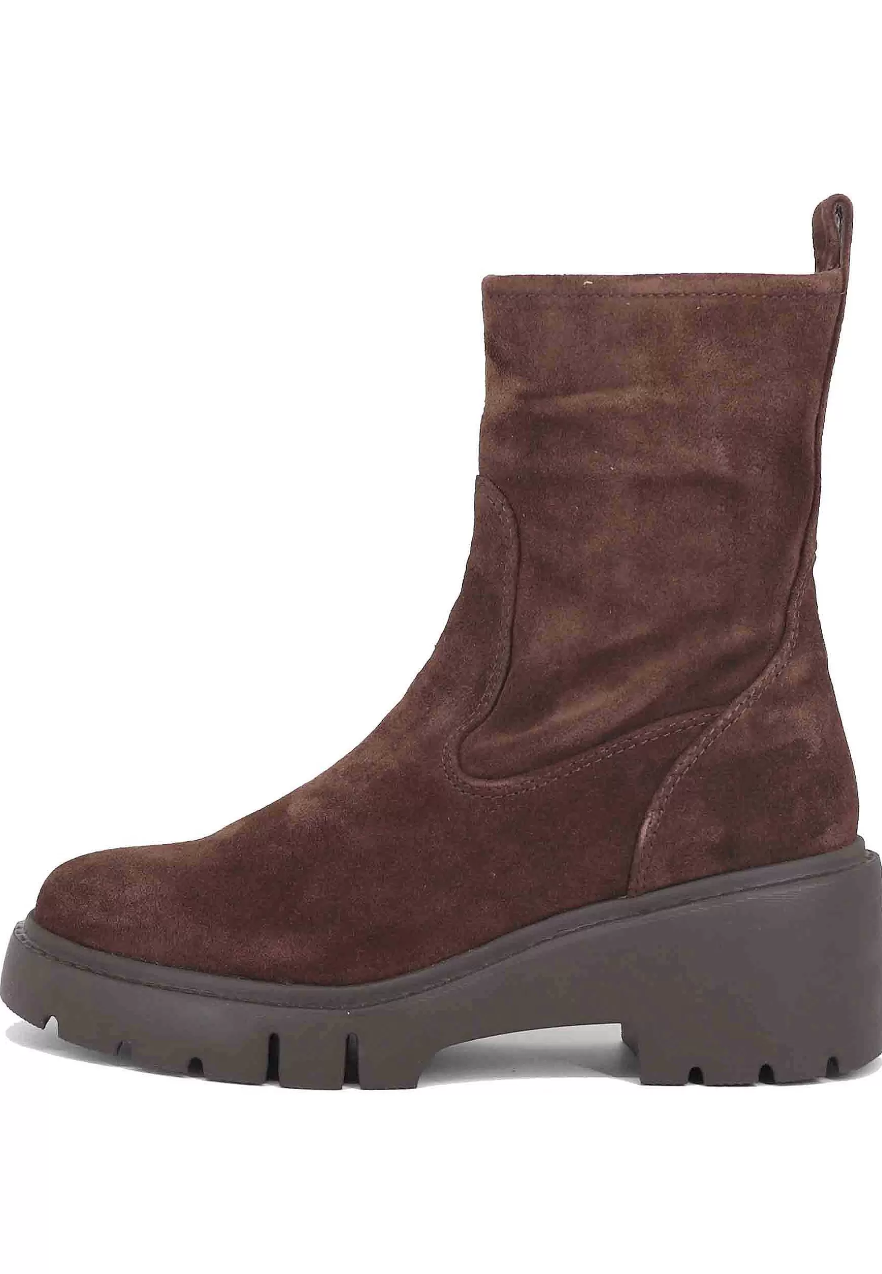 Stivaletti Donna In Camoscio Testa Di Moro Con Zeppa Bassa*Unisa Cheap