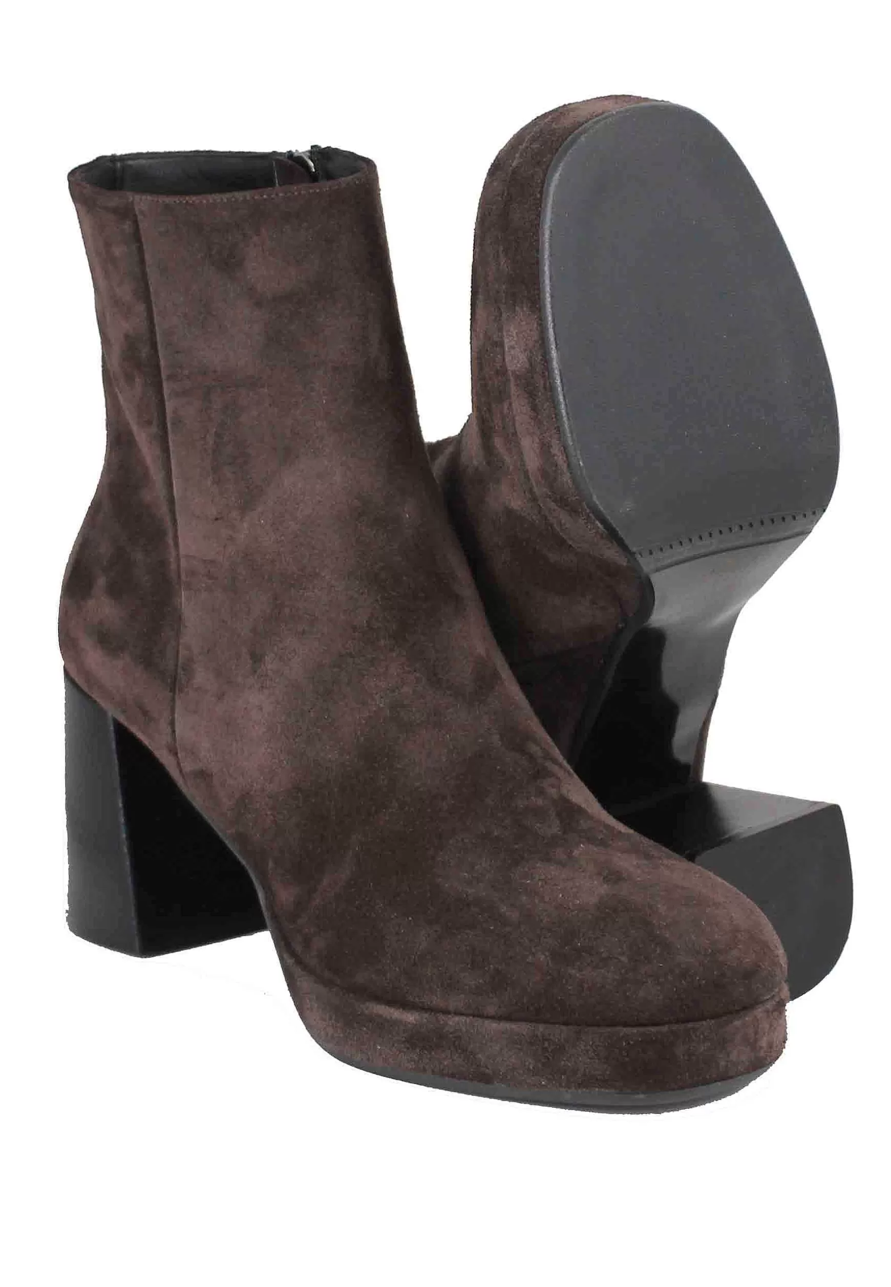 Stivaletti Donna In Camoscio Testa Di Moro Tacco Alto*Tattoo Fashion
