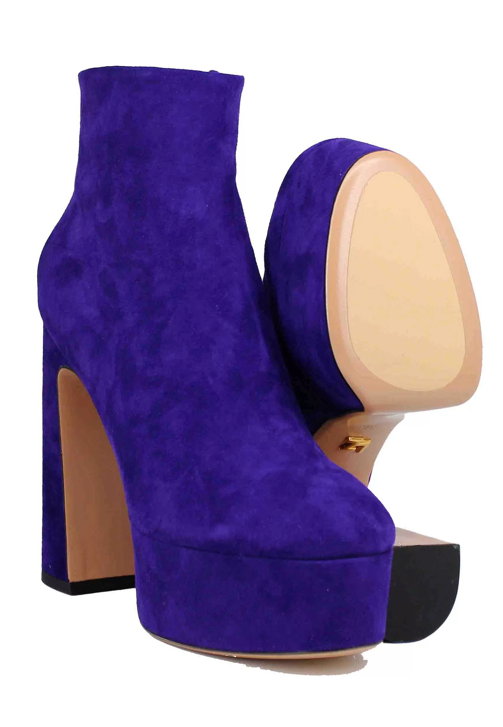 Stivaletti Donna In Camoscio Viola Con Tacco Alto E Plateau Manerbe*Lola Cruz Best Sale