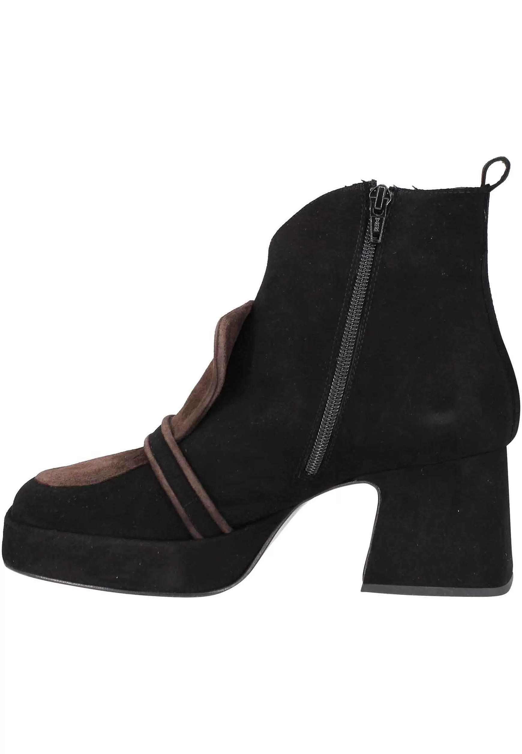 Stivaletti Donna In Camsocio Nero E Marrone Con Tacco E Plateau** Outlet