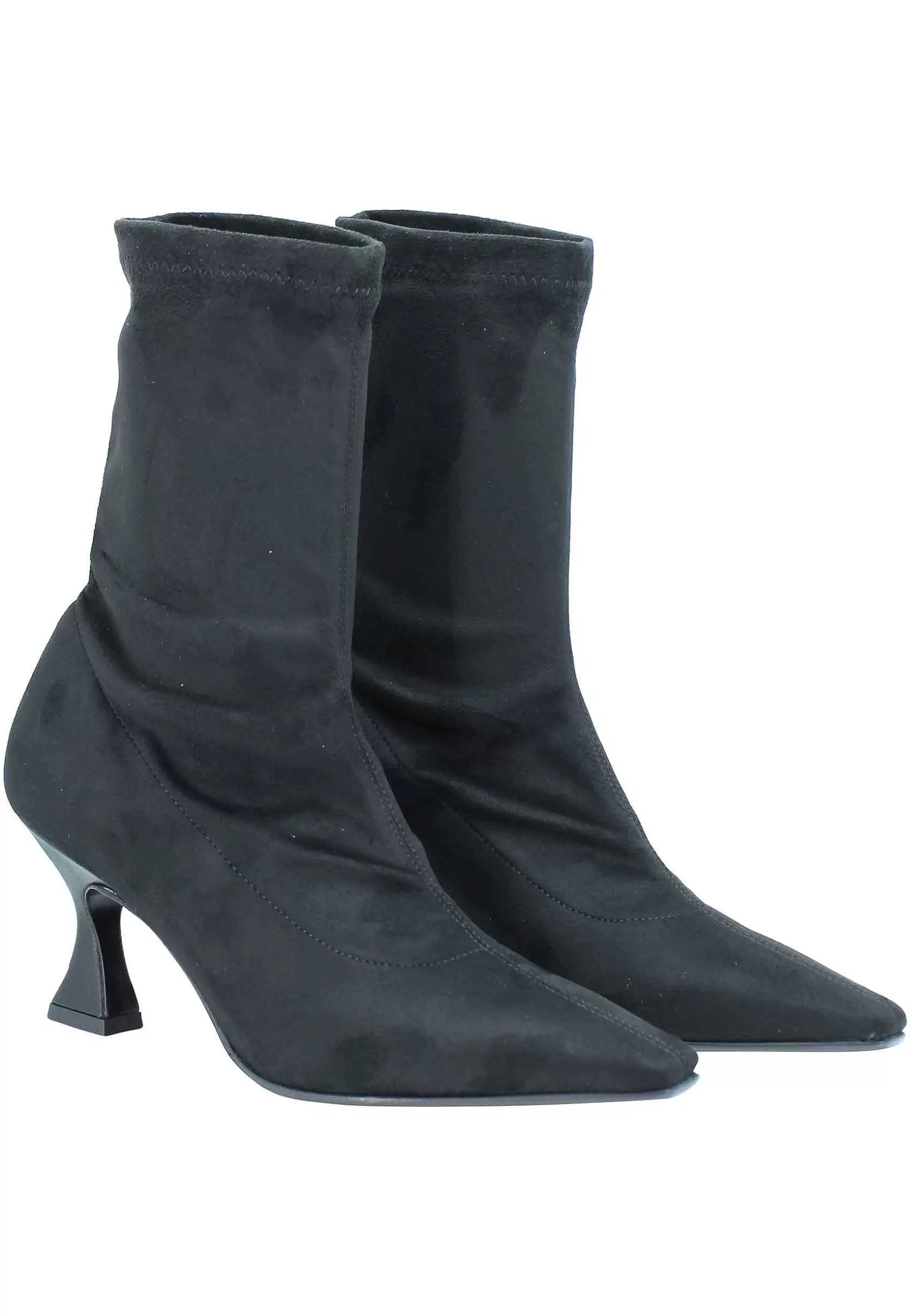 Stivaletti Donna In Eco Camoscio Elasticizzato Nero Con Punta Quadra*Fabio Rusconi Fashion