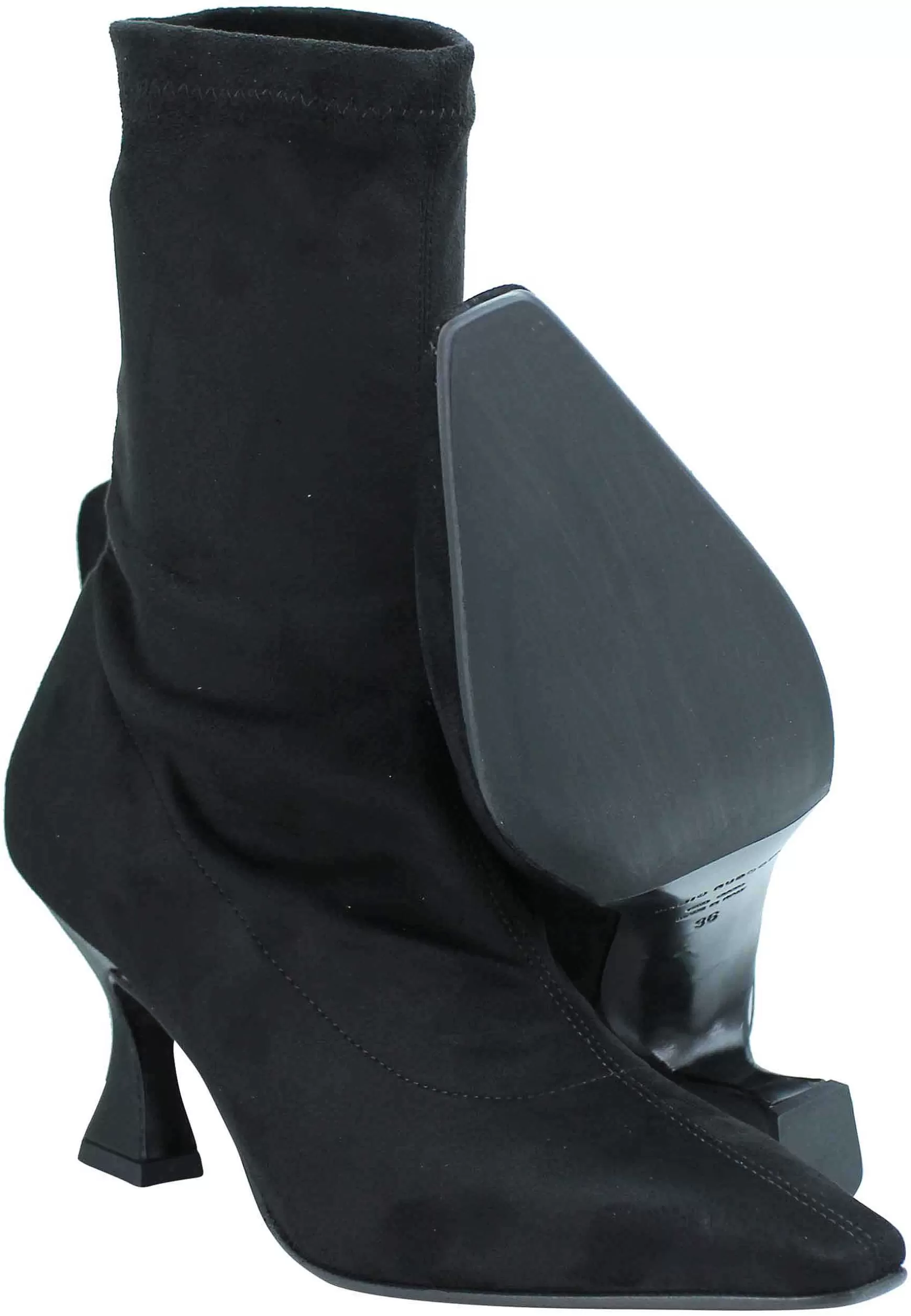 Stivaletti Donna In Eco Camoscio Elasticizzato Nero Con Punta Quadra*Fabio Rusconi Fashion