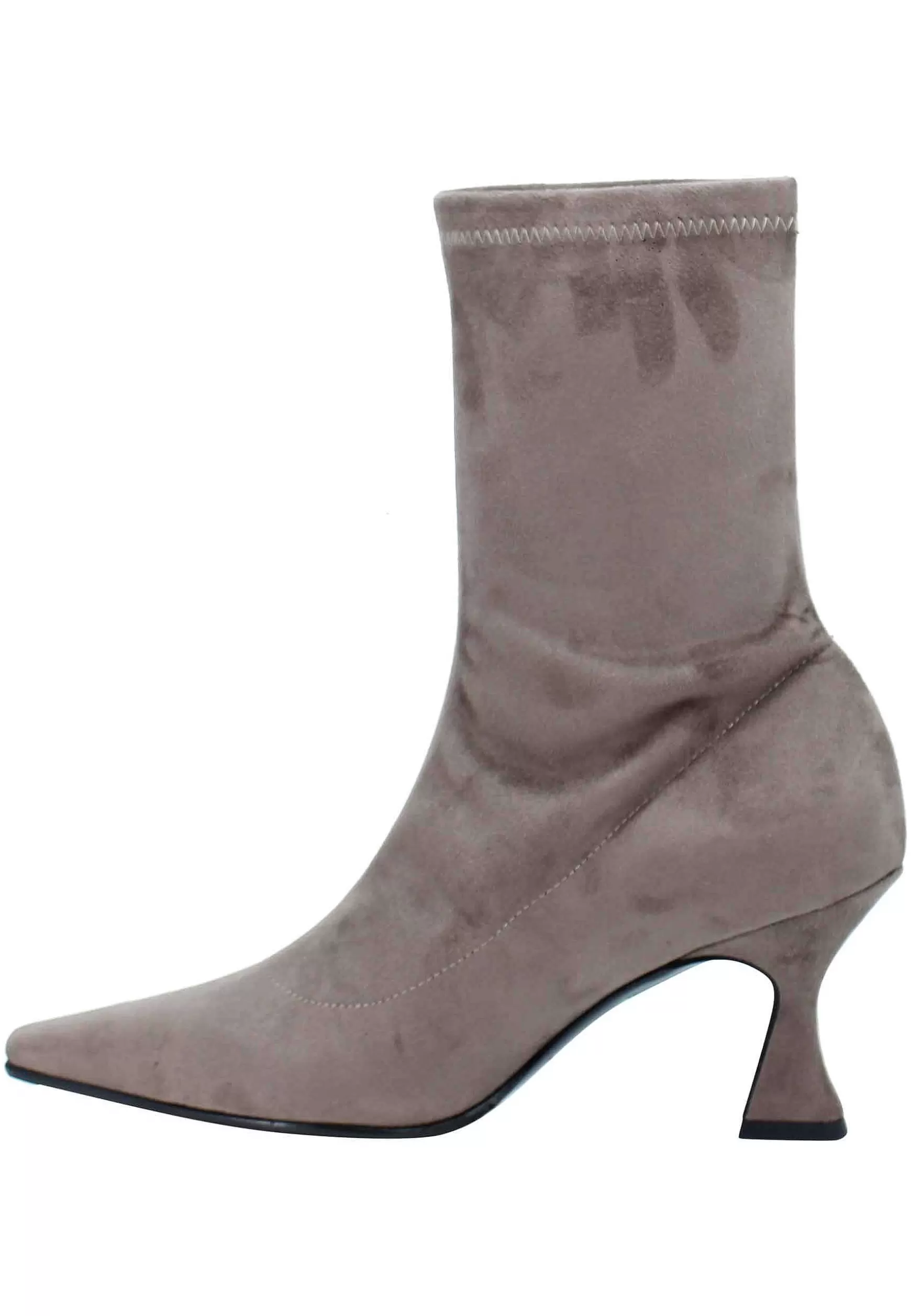 Stivaletti Donna In Eco Camoscio Elasticizzato Taupe Con Punta Quadra*Fabio Rusconi Cheap