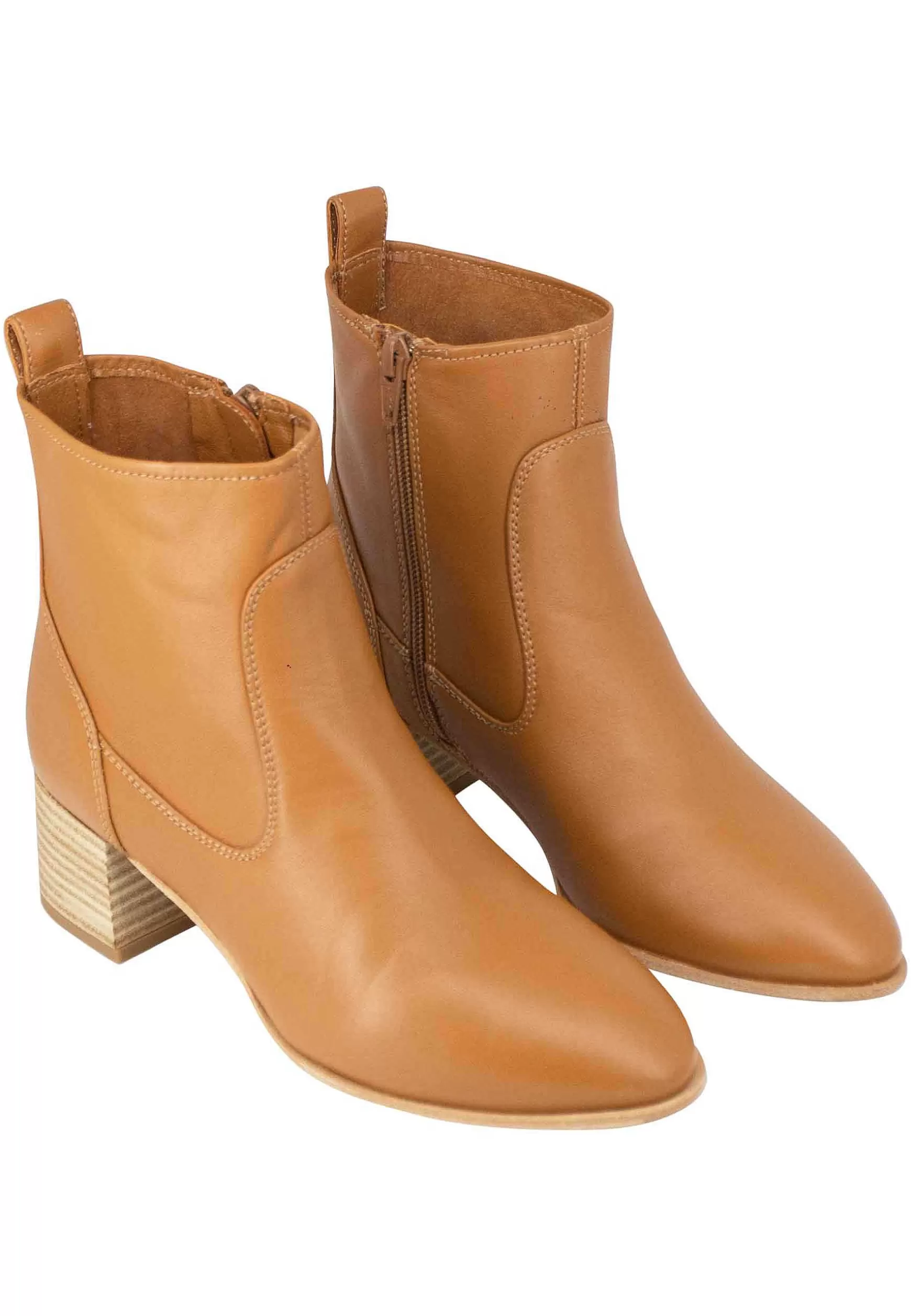 Stivaletti Donna In Pelle Cuoio Sfoderati Con Tacco In Cuoio Naturale*Unisa Sale