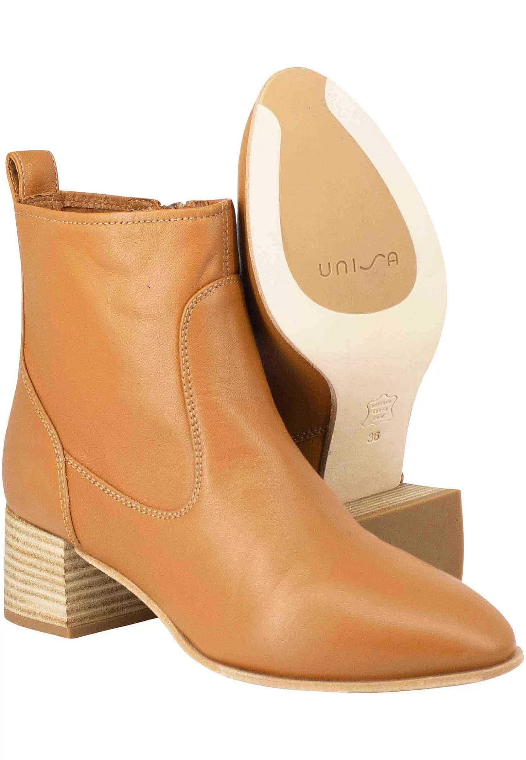 Stivaletti Donna In Pelle Cuoio Sfoderati Con Tacco In Cuoio Naturale*Unisa Sale