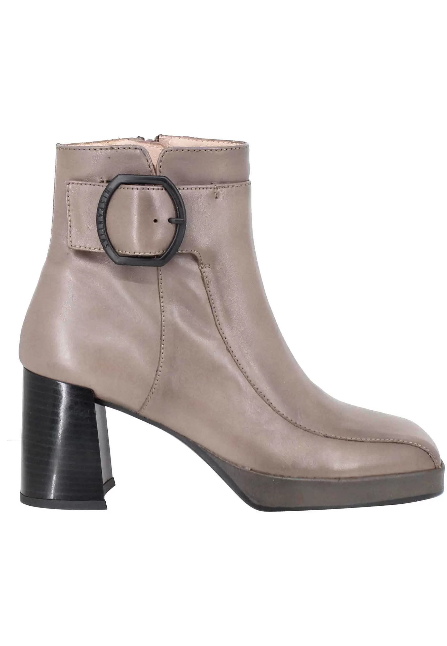 Stivaletti Donna In Pelle Grigia Con Cinturino Tacco E Plateau*Hispanitas Hot
