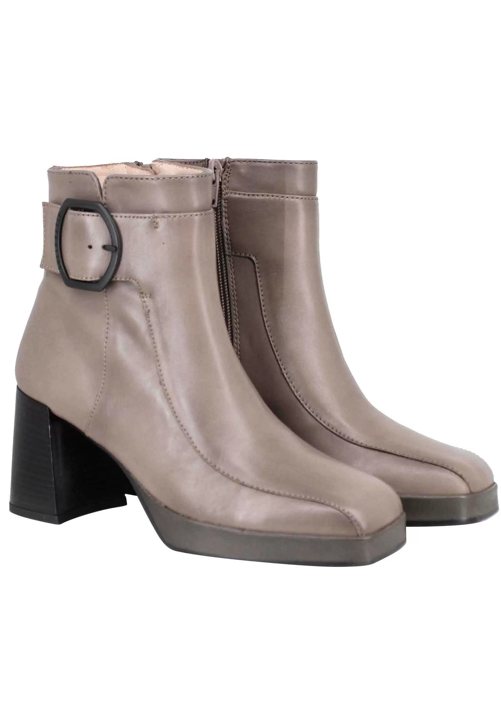 Stivaletti Donna In Pelle Grigia Con Cinturino Tacco E Plateau*Hispanitas Hot