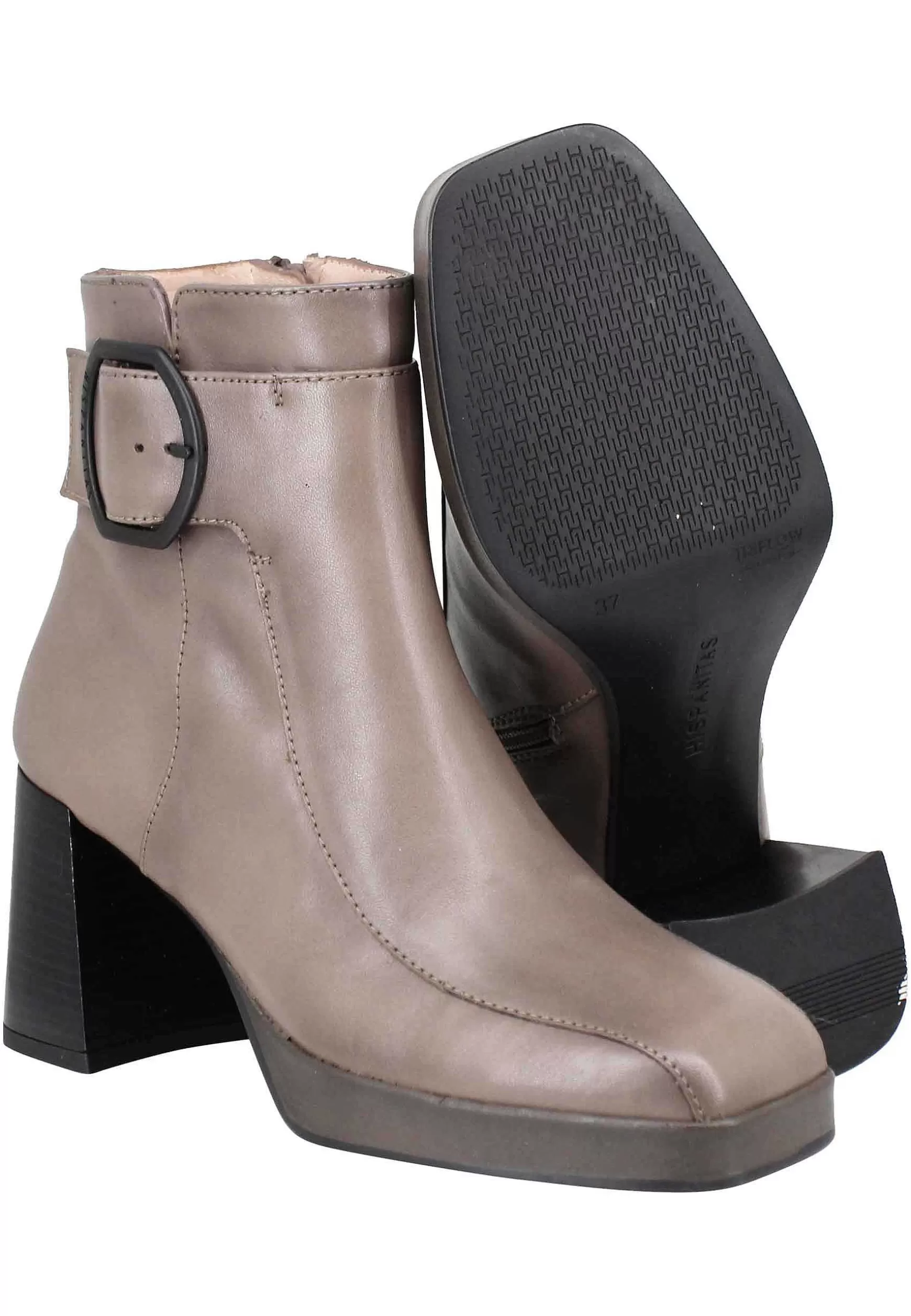 Stivaletti Donna In Pelle Grigia Con Cinturino Tacco E Plateau*Hispanitas Hot