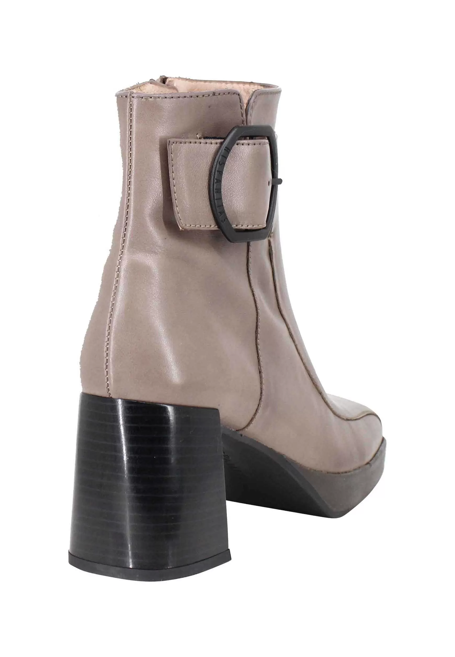 Stivaletti Donna In Pelle Grigia Con Cinturino Tacco E Plateau*Hispanitas Hot