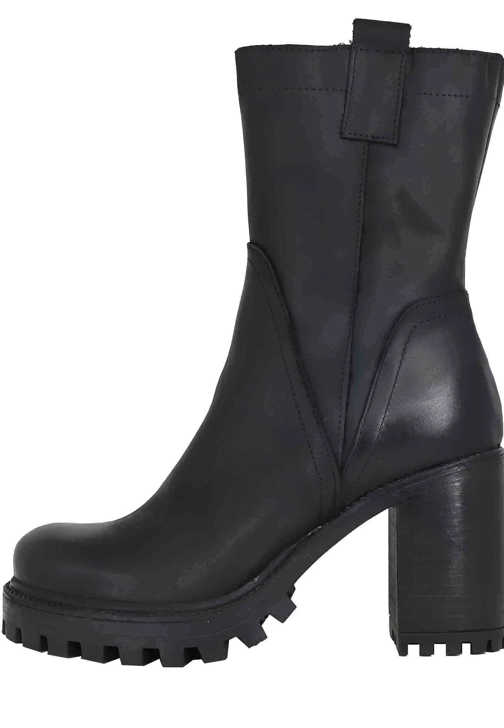 Stivaletti Donna In Pelle Ingrassata Nera Con Taco Alto E Plateau Carrarmato** Flash Sale
