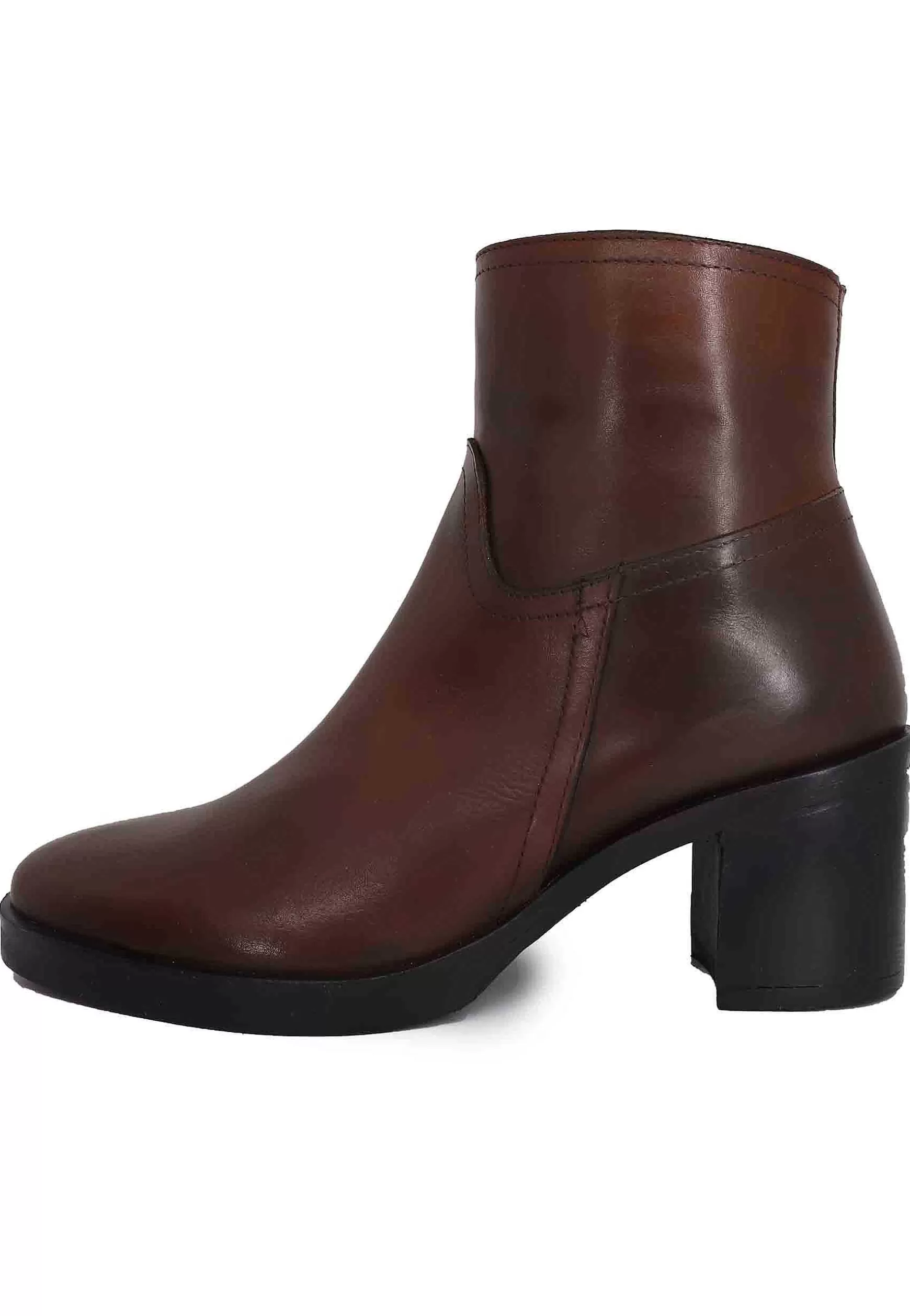 Stivaletti Donna In Pelle Marrone Con Tacco E Suola In Gomma** Flash Sale