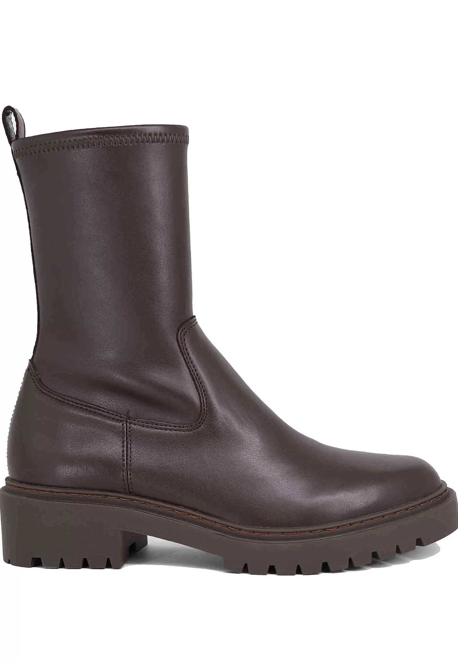 Stivaletti Donna In Pelle Marrone Elasticizzata Con Suola In Gomma*Unisa Best