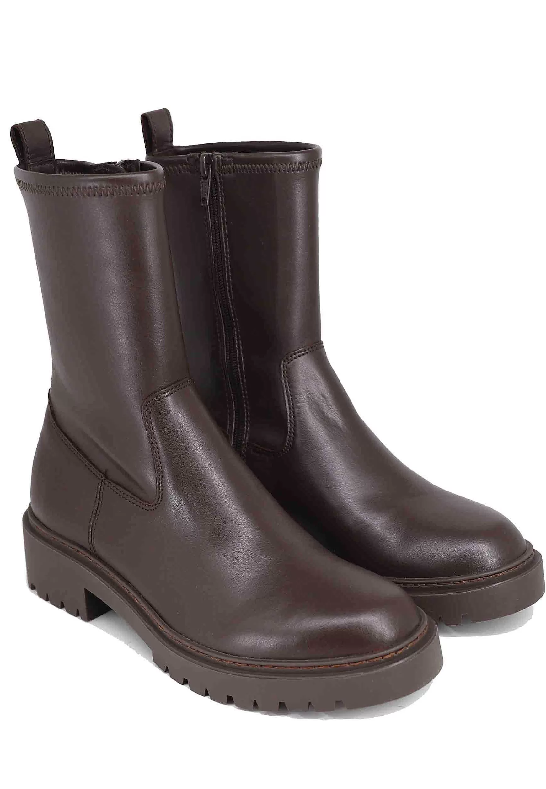 Stivaletti Donna In Pelle Marrone Elasticizzata Con Suola In Gomma*Unisa Best