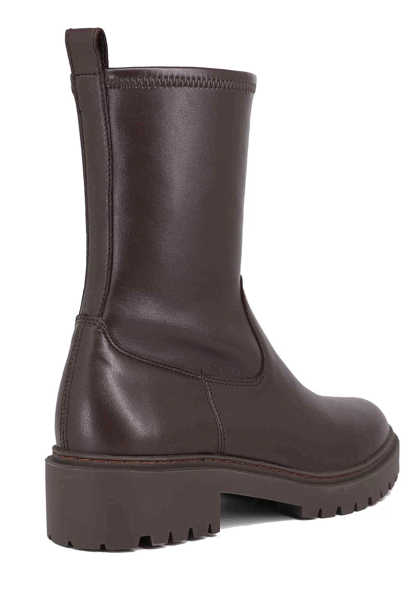 Stivaletti Donna In Pelle Marrone Elasticizzata Con Suola In Gomma*Unisa Best