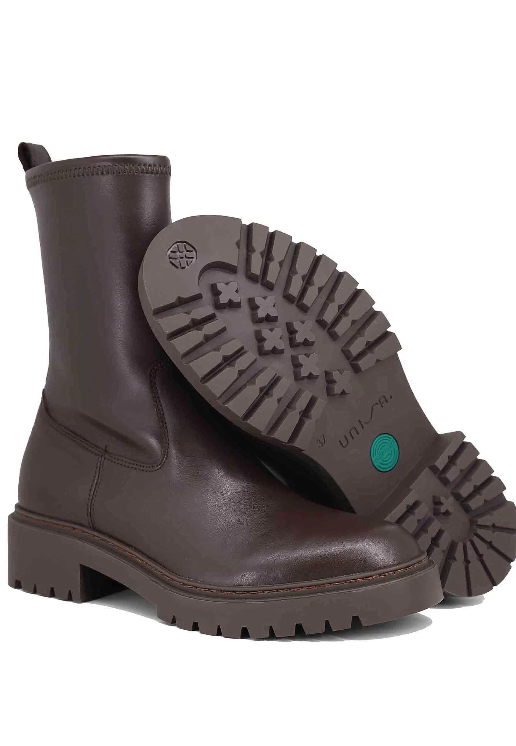 Stivaletti Donna In Pelle Marrone Elasticizzata Con Suola In Gomma*Unisa Best