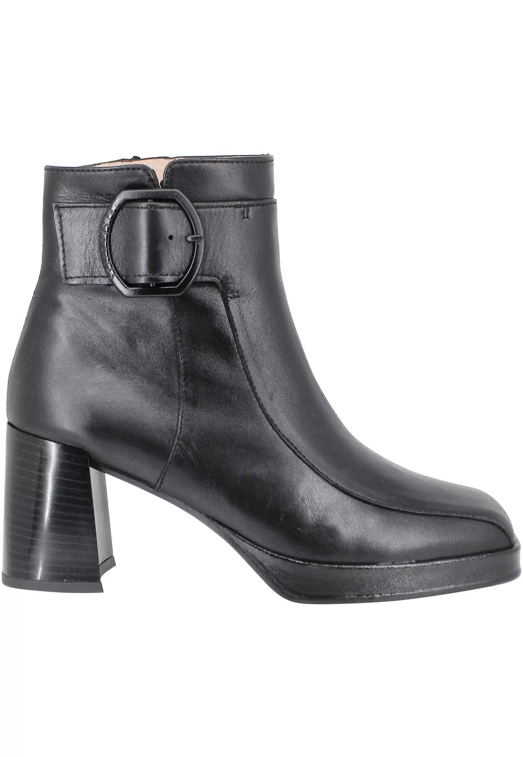 Stivaletti Donna In Pelle Nera Con Cinturino Tacco E Plateau*Hispanitas Shop