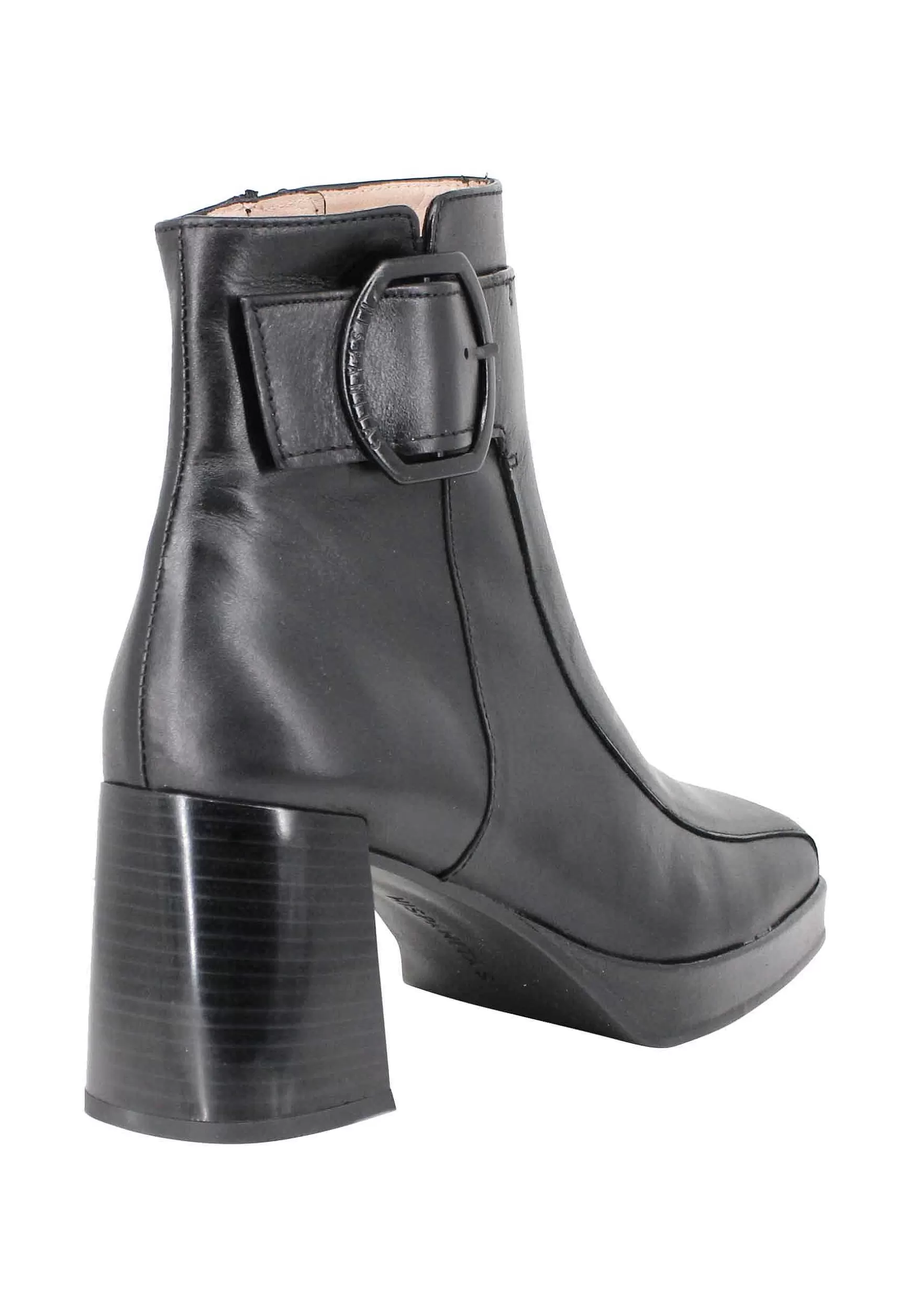 Stivaletti Donna In Pelle Nera Con Cinturino Tacco E Plateau*Hispanitas Shop