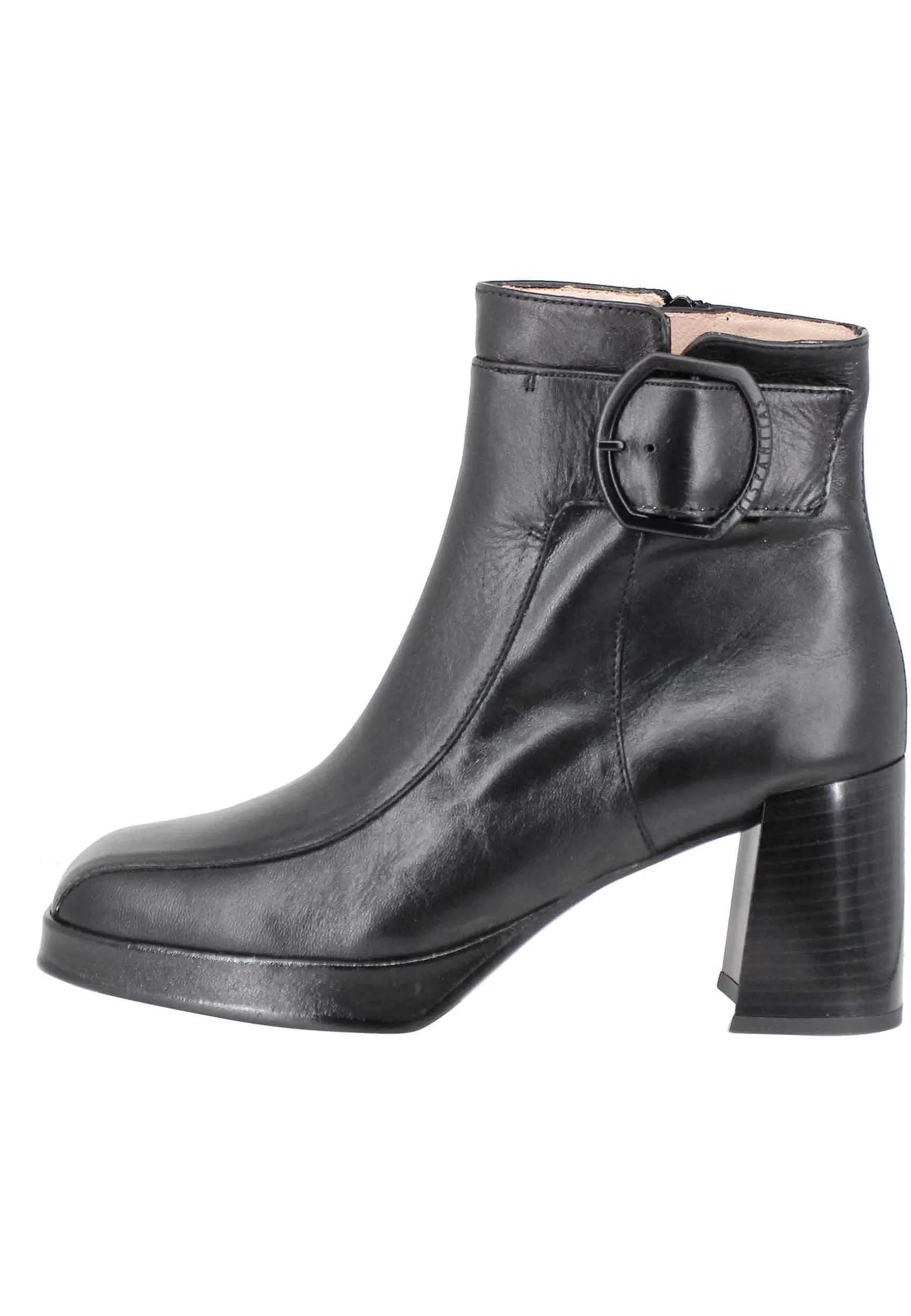 Stivaletti Donna In Pelle Nera Con Cinturino Tacco E Plateau*Hispanitas Shop