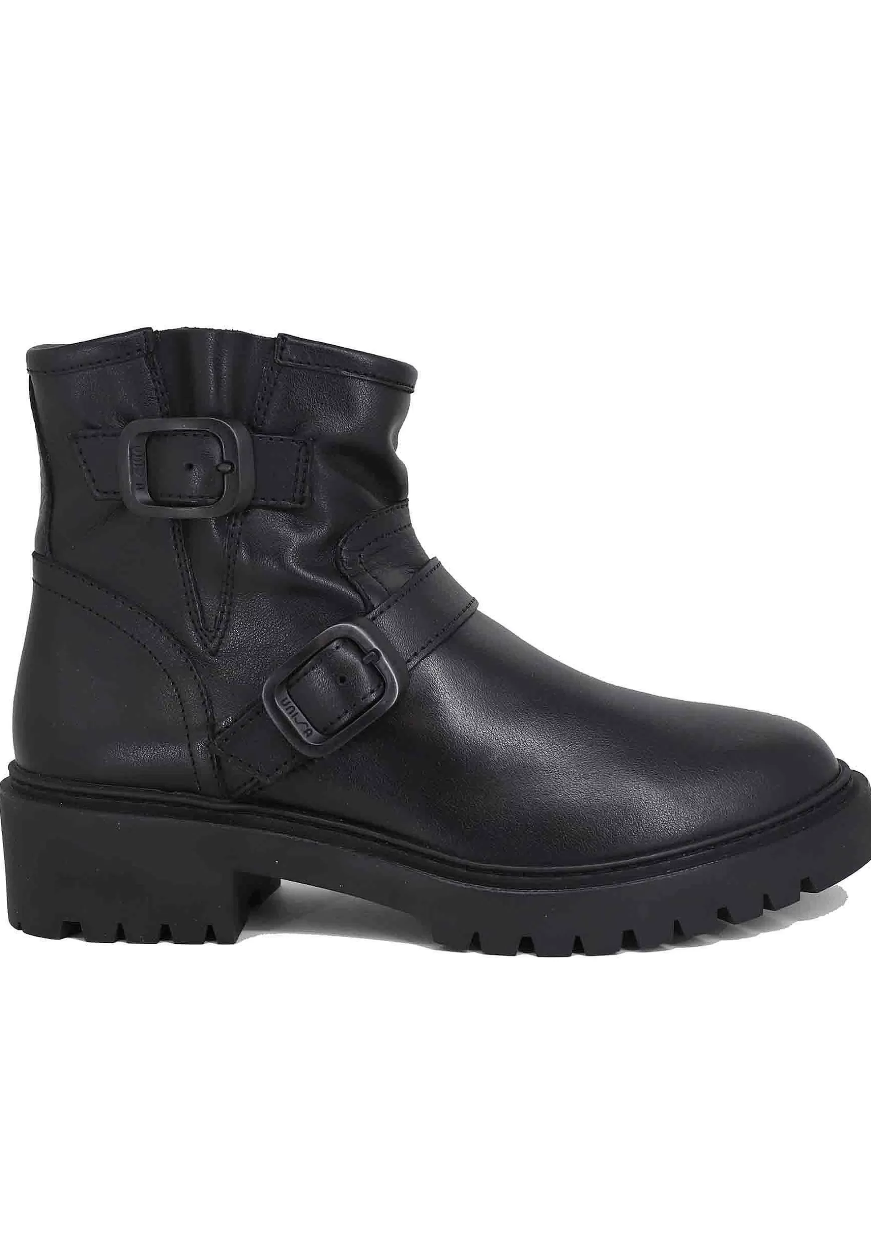 Stivaletti Donna In Pelle Nera Con Doppia Zip Laterale E Tacco Basso*Unisa Best Sale