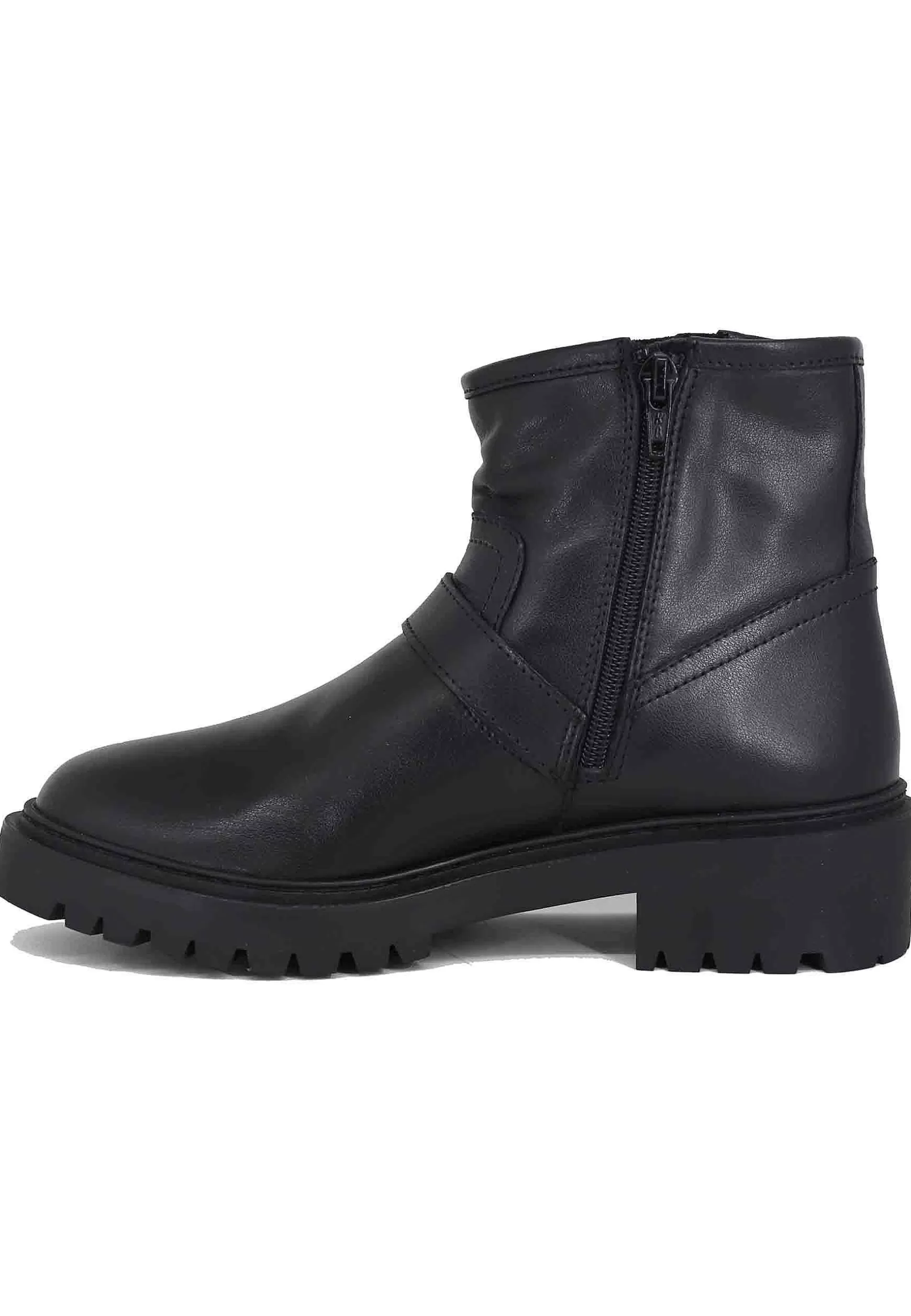 Stivaletti Donna In Pelle Nera Con Doppia Zip Laterale E Tacco Basso*Unisa Best Sale