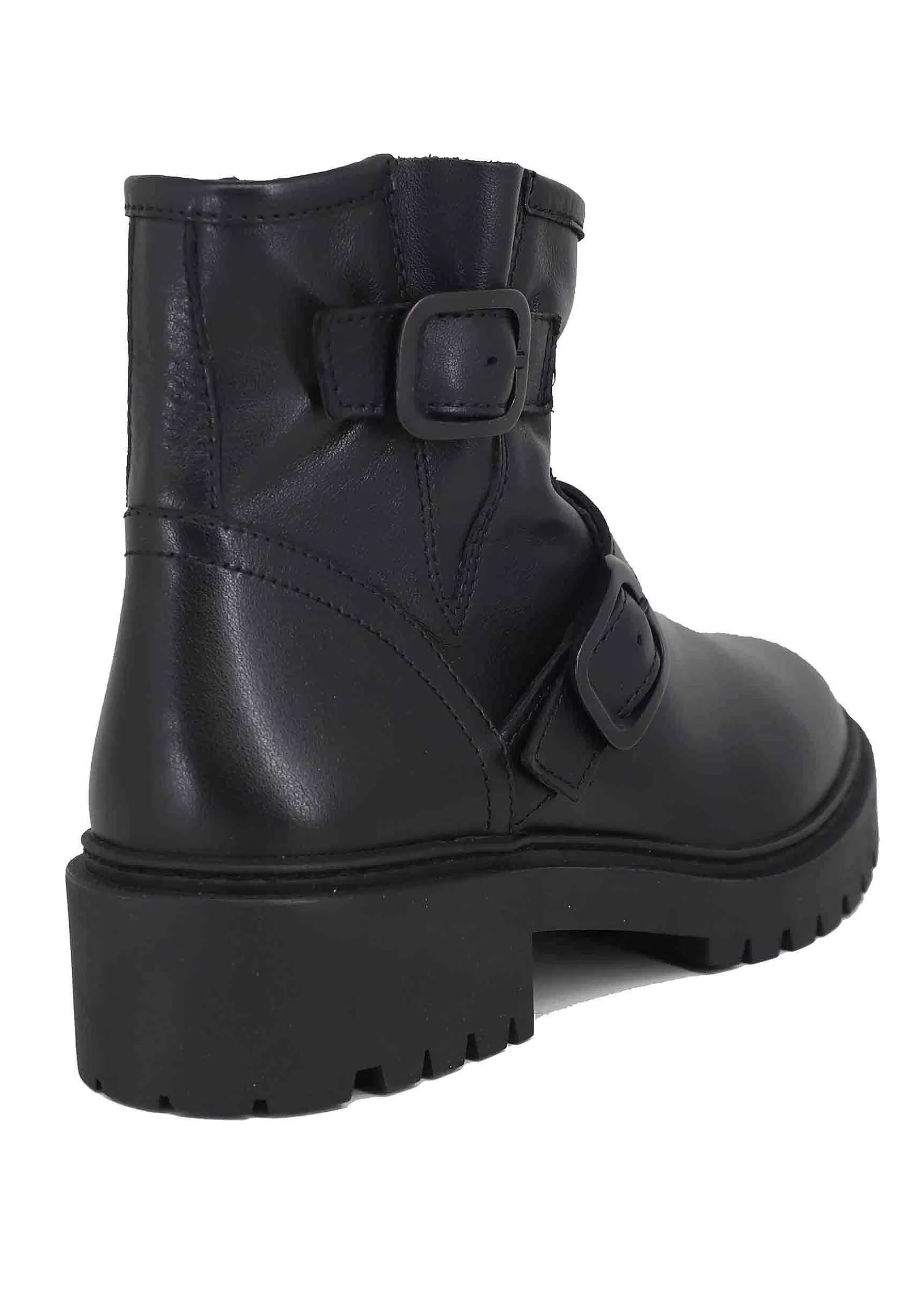 Stivaletti Donna In Pelle Nera Con Doppia Zip Laterale E Tacco Basso*Unisa Best Sale