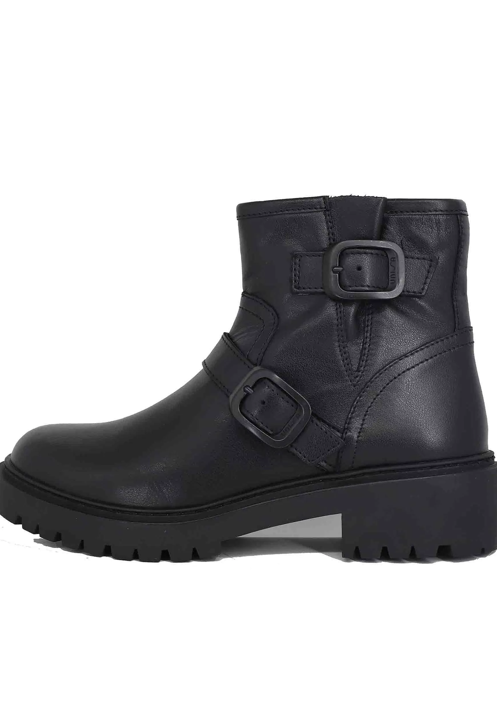 Stivaletti Donna In Pelle Nera Con Doppia Zip Laterale E Tacco Basso*Unisa Best Sale