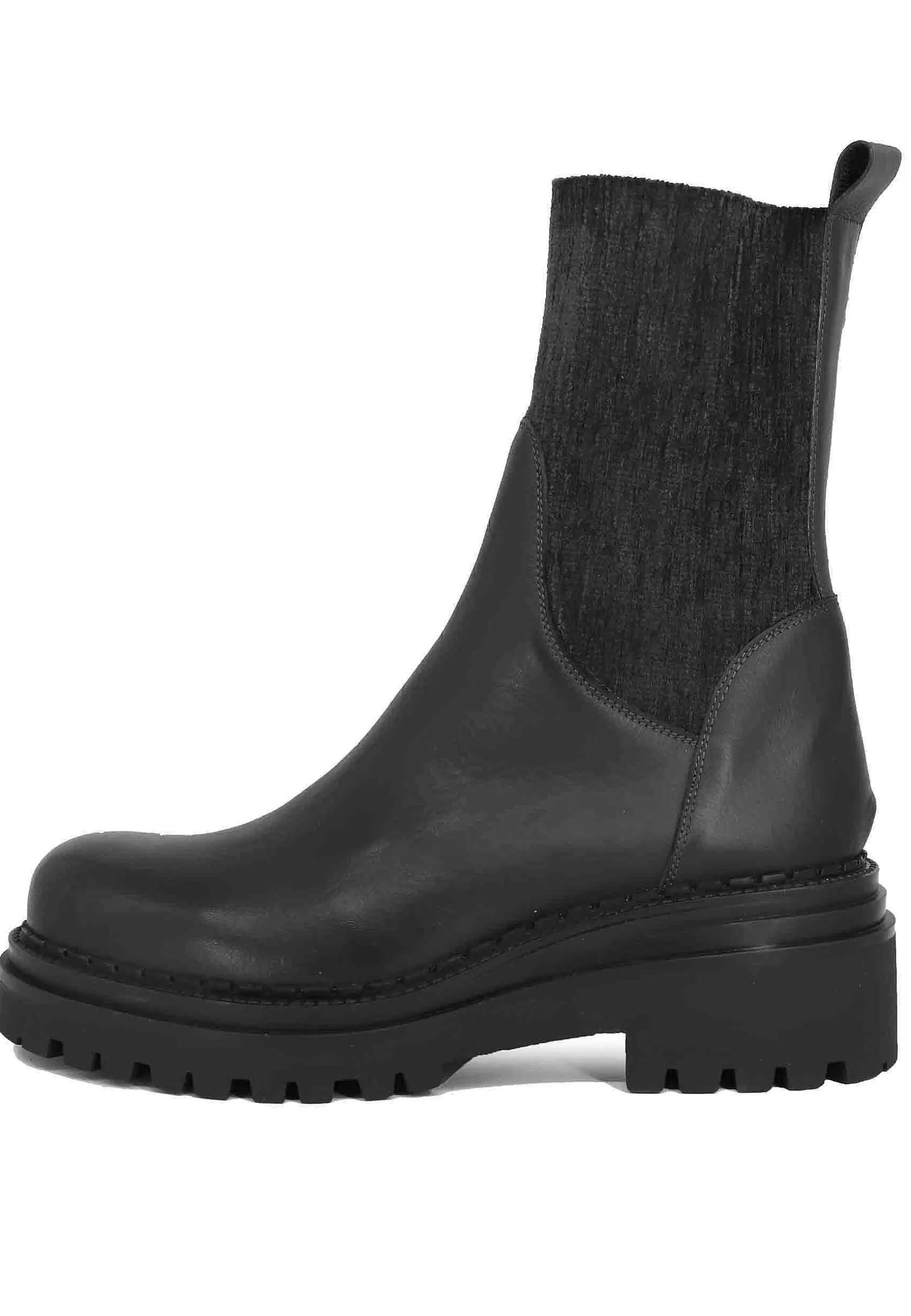 Stivaletti Donna In Pelle Nera Con Elastico In Tinta E Suola In Gomma*Tattoo Store