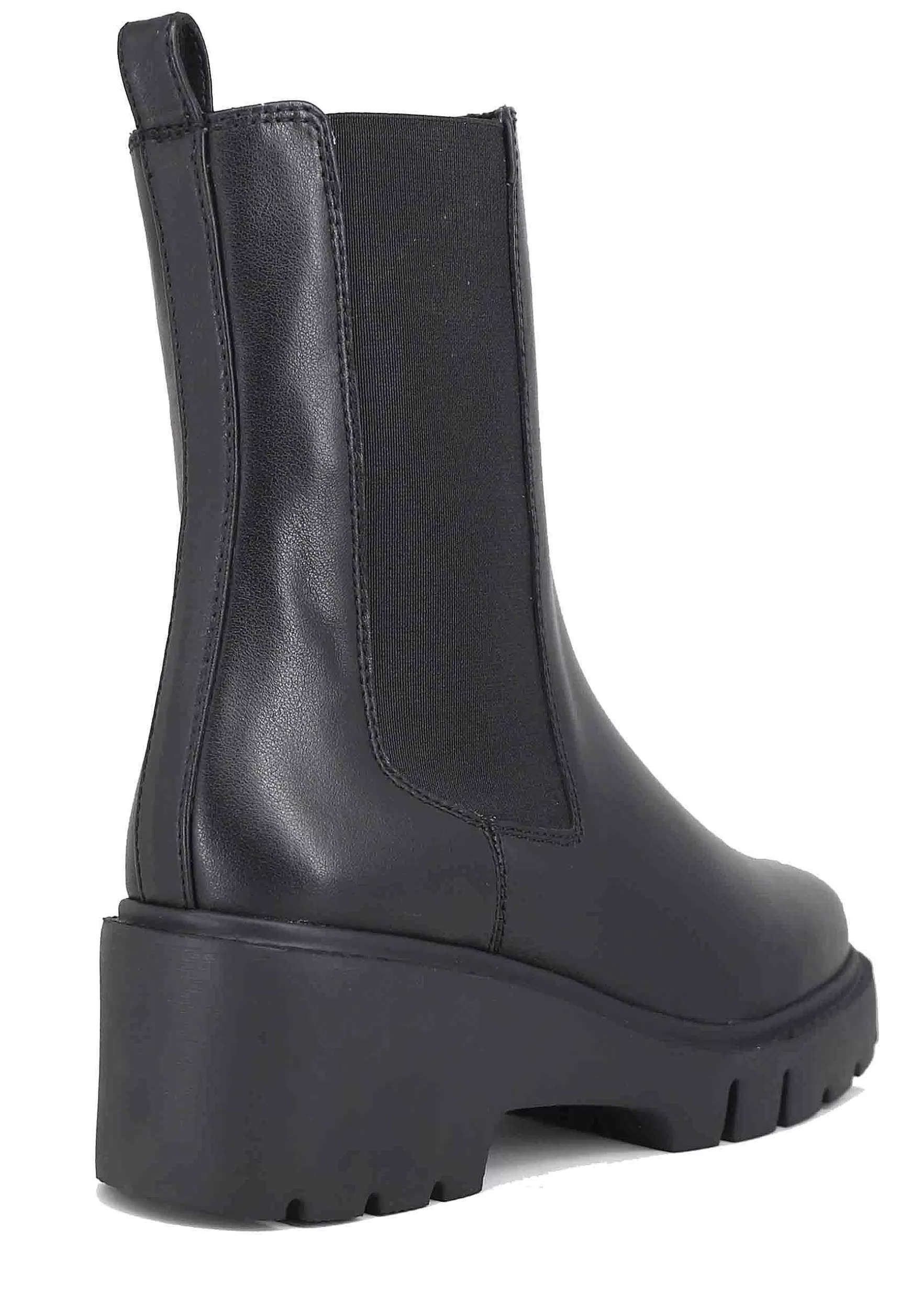 Stivaletti Donna In Pelle Nera Con Elastico Laterale E Zip Con Zeppa Bassa In Gomma*Unisa Discount