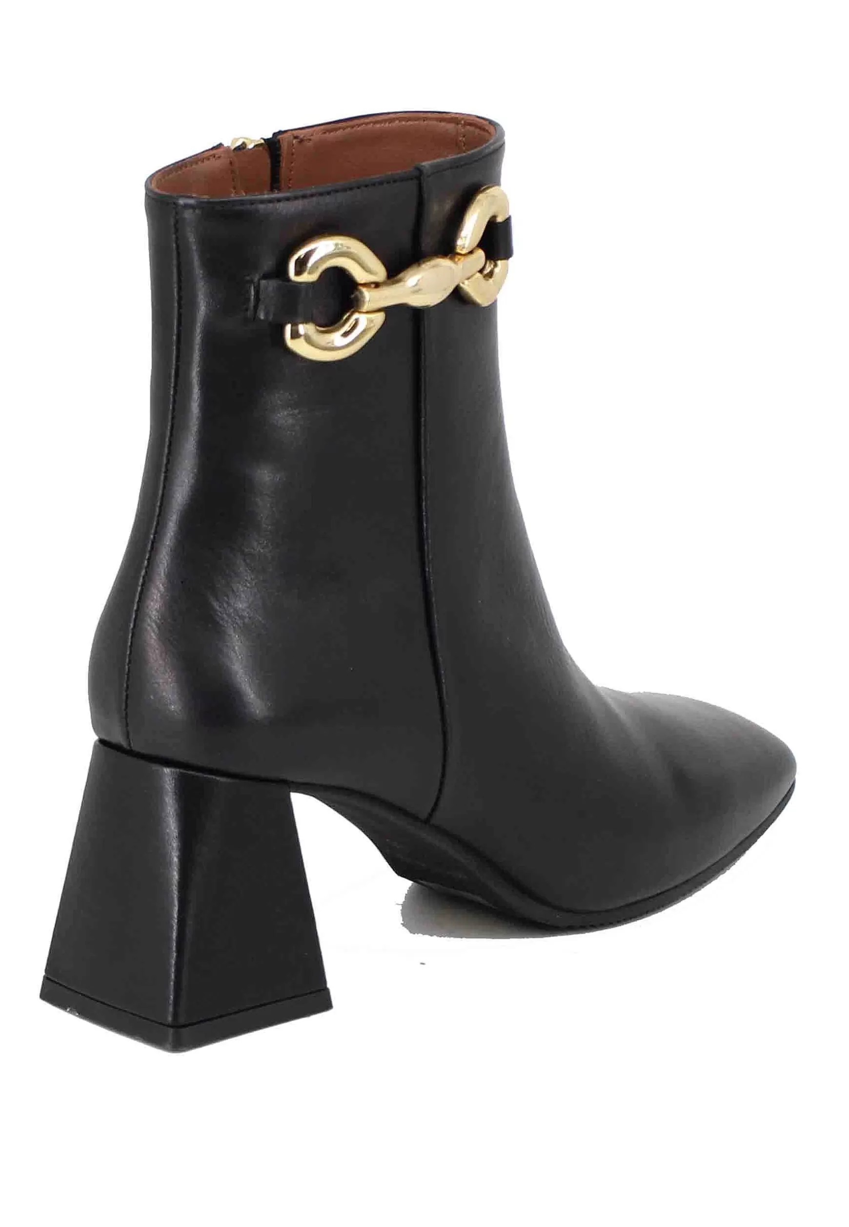 Stivaletti Donna In Pelle Nera Con Morsetto In Oro** Best Sale