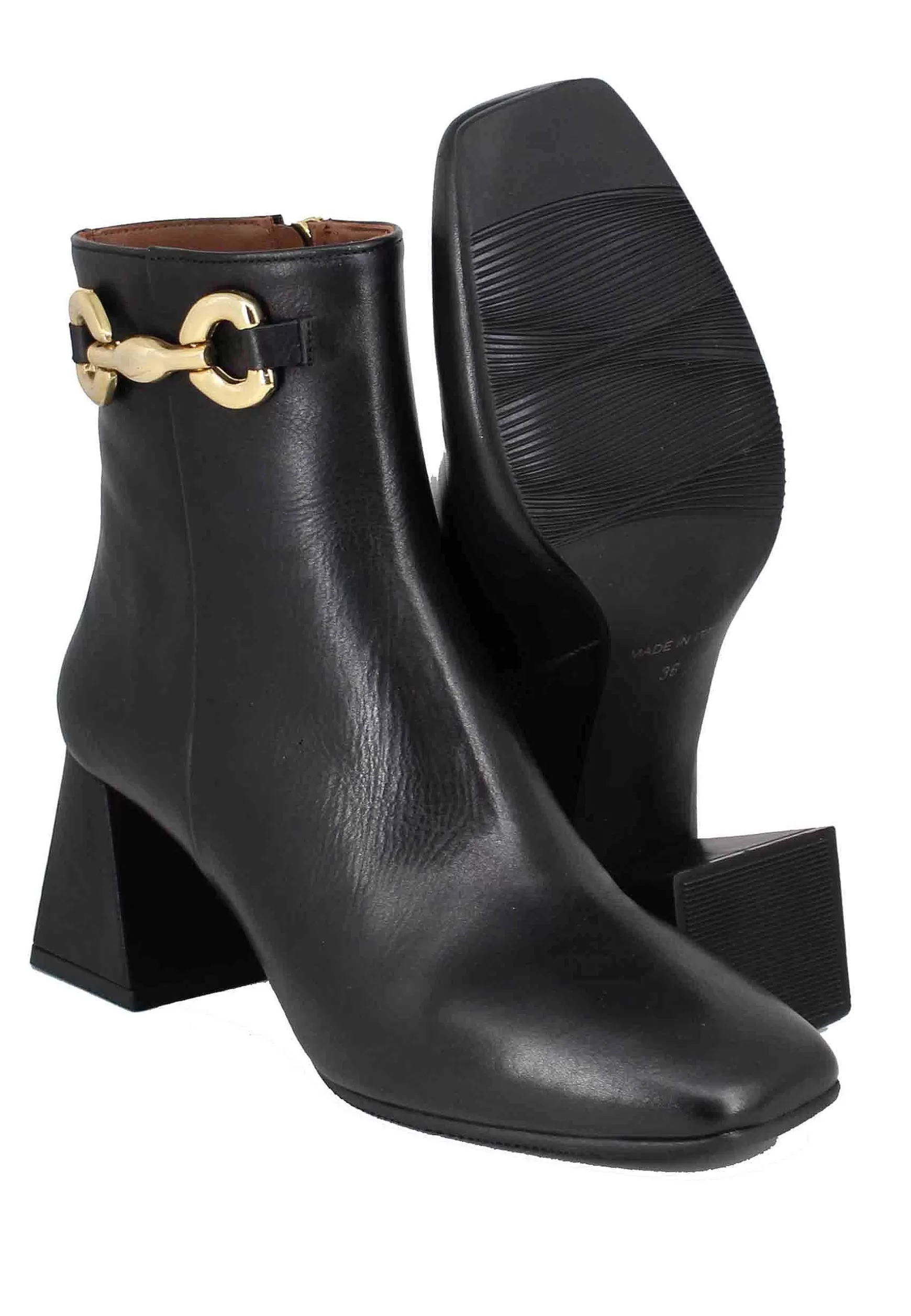 Stivaletti Donna In Pelle Nera Con Morsetto In Oro** Best Sale