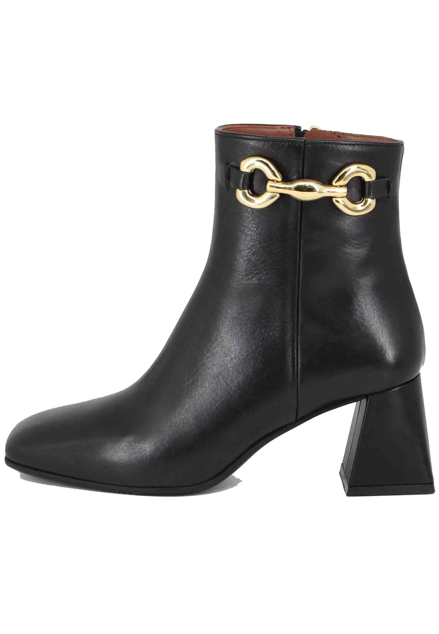 Stivaletti Donna In Pelle Nera Con Morsetto In Oro** Best Sale