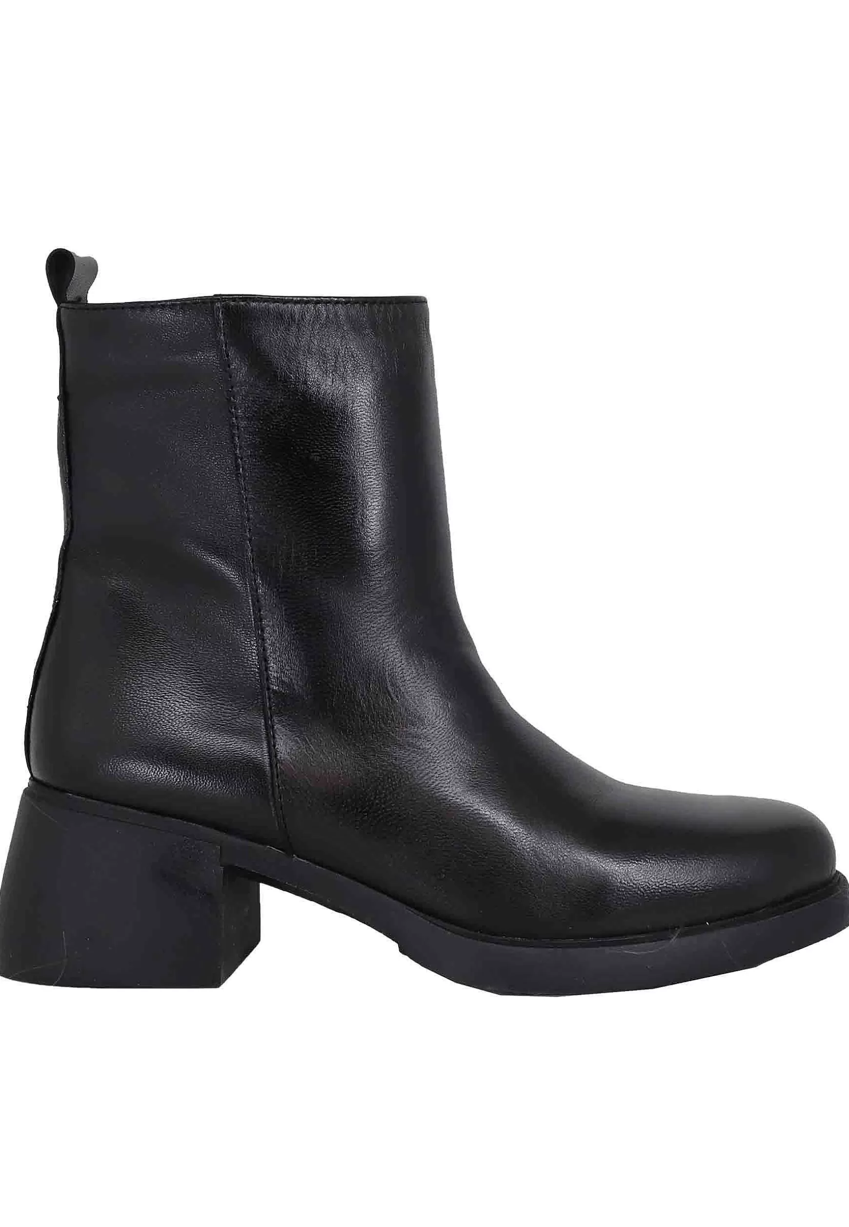 Stivaletti Donna In Pelle Nera Con Suola In Gomma E Punta Tonda** Cheap