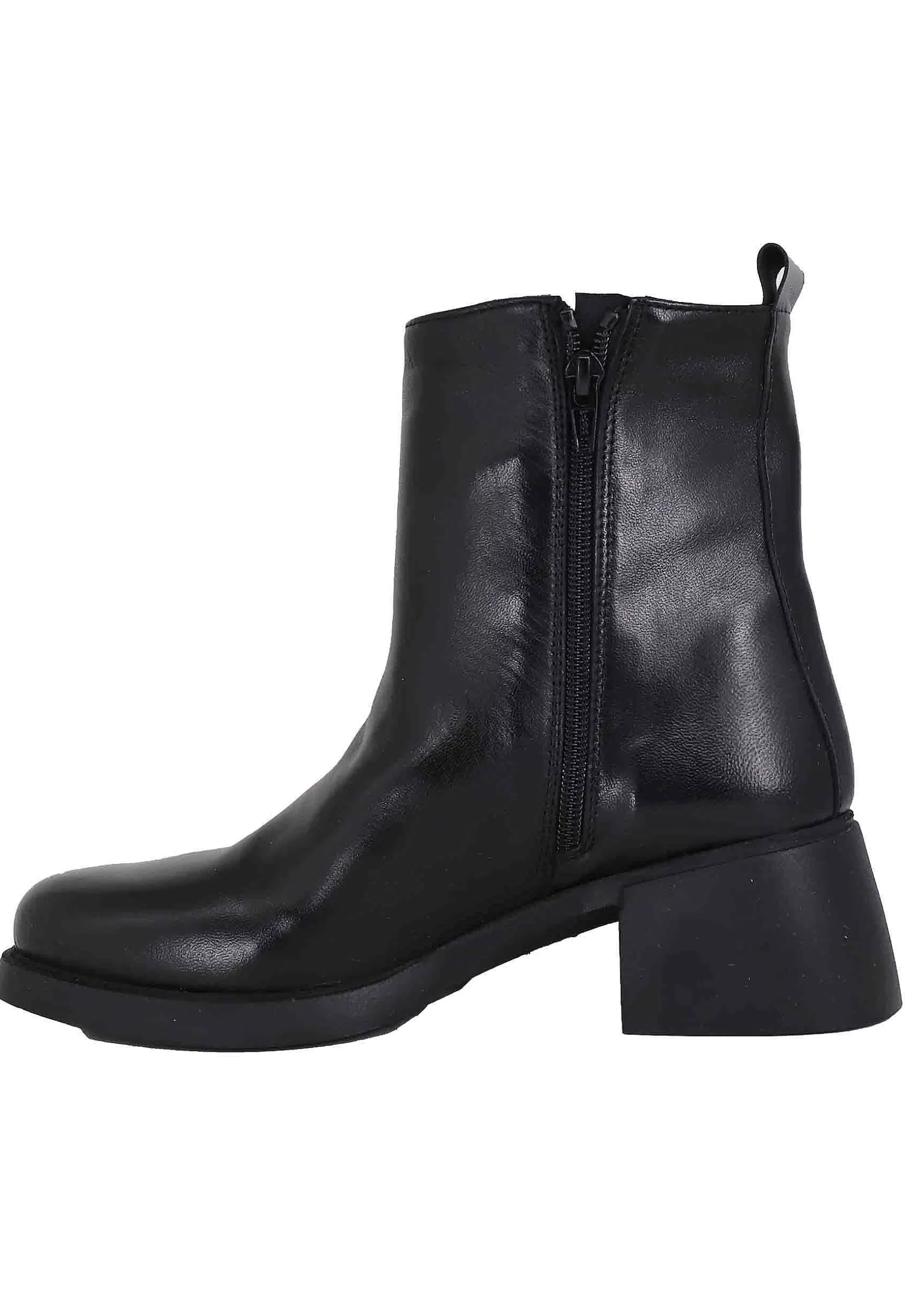 Stivaletti Donna In Pelle Nera Con Suola In Gomma E Punta Tonda** Cheap