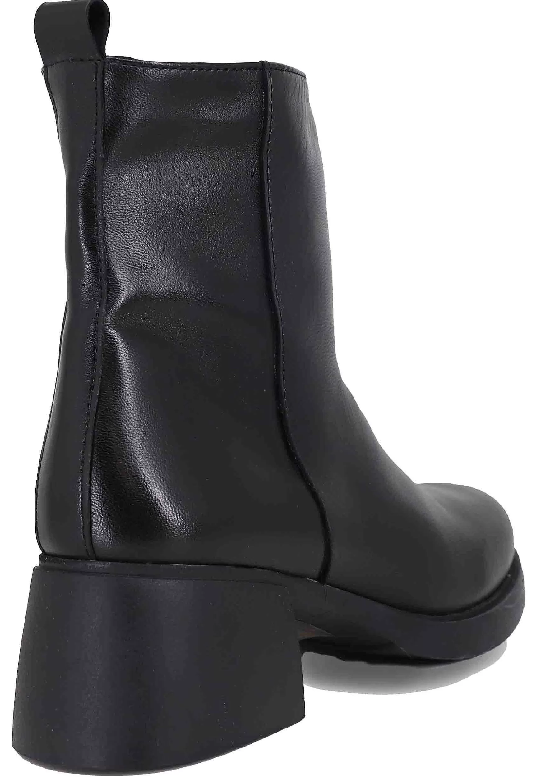 Stivaletti Donna In Pelle Nera Con Suola In Gomma E Punta Tonda** Cheap