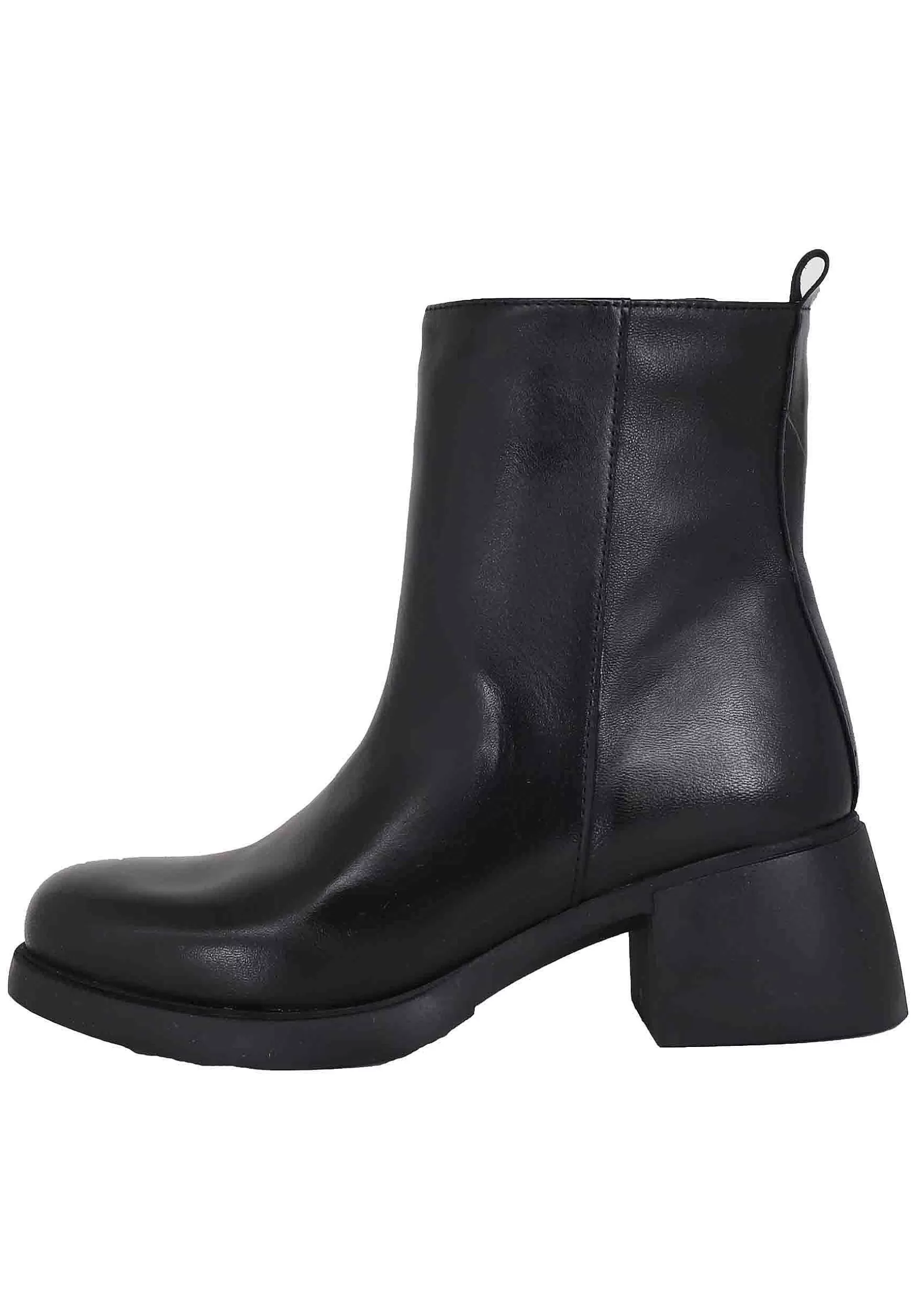 Stivaletti Donna In Pelle Nera Con Suola In Gomma E Punta Tonda** Cheap