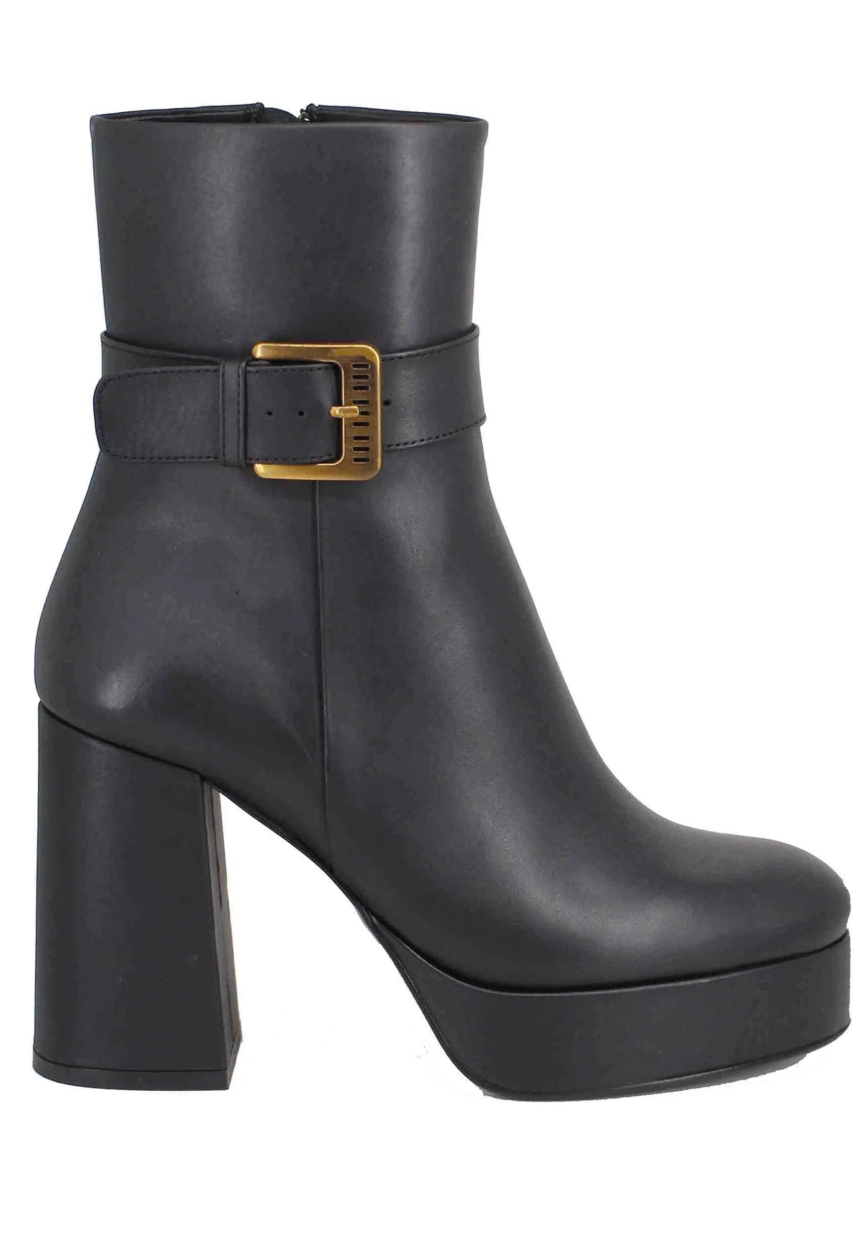 Stivaletti Donna In Pelle Nera Con Tacco Alto E Fibbia Laterale*Bruno Premi Store