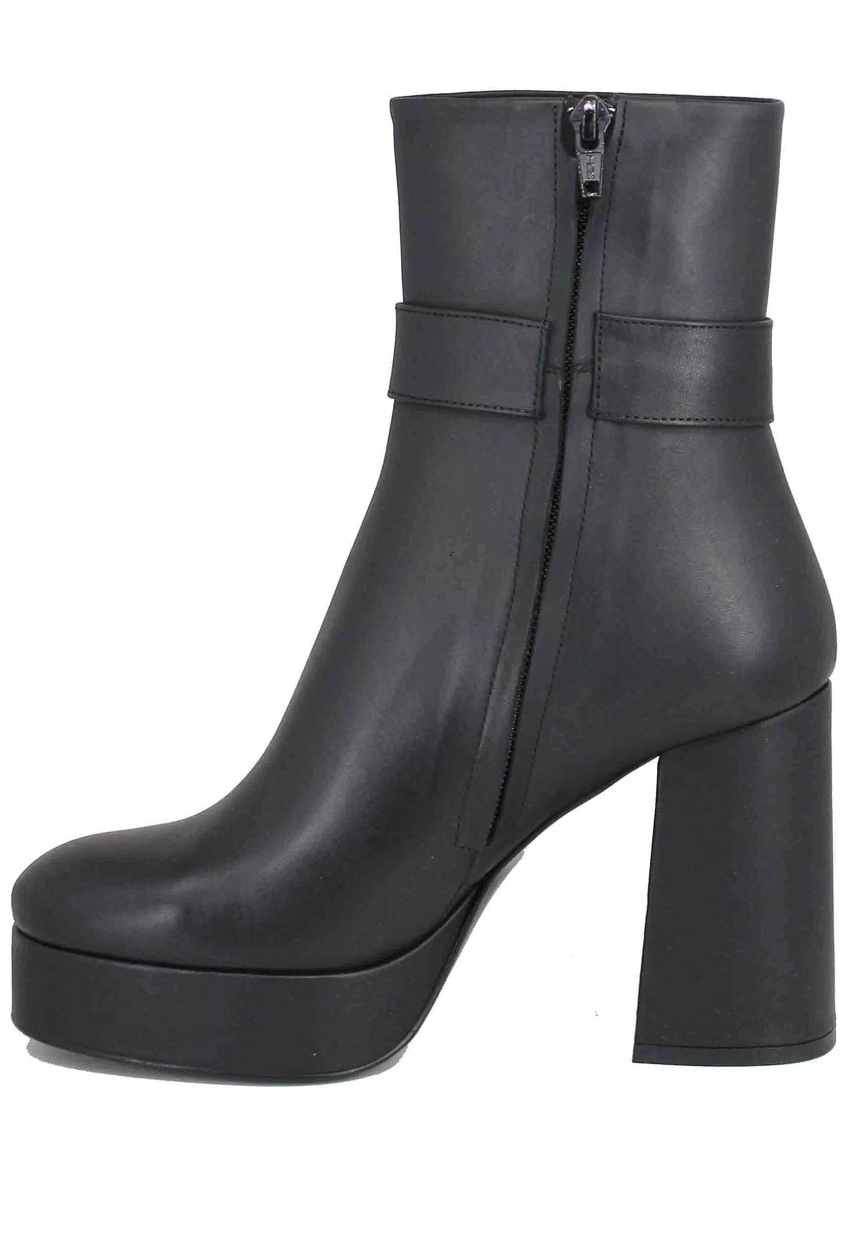 Stivaletti Donna In Pelle Nera Con Tacco Alto E Fibbia Laterale*Bruno Premi Store