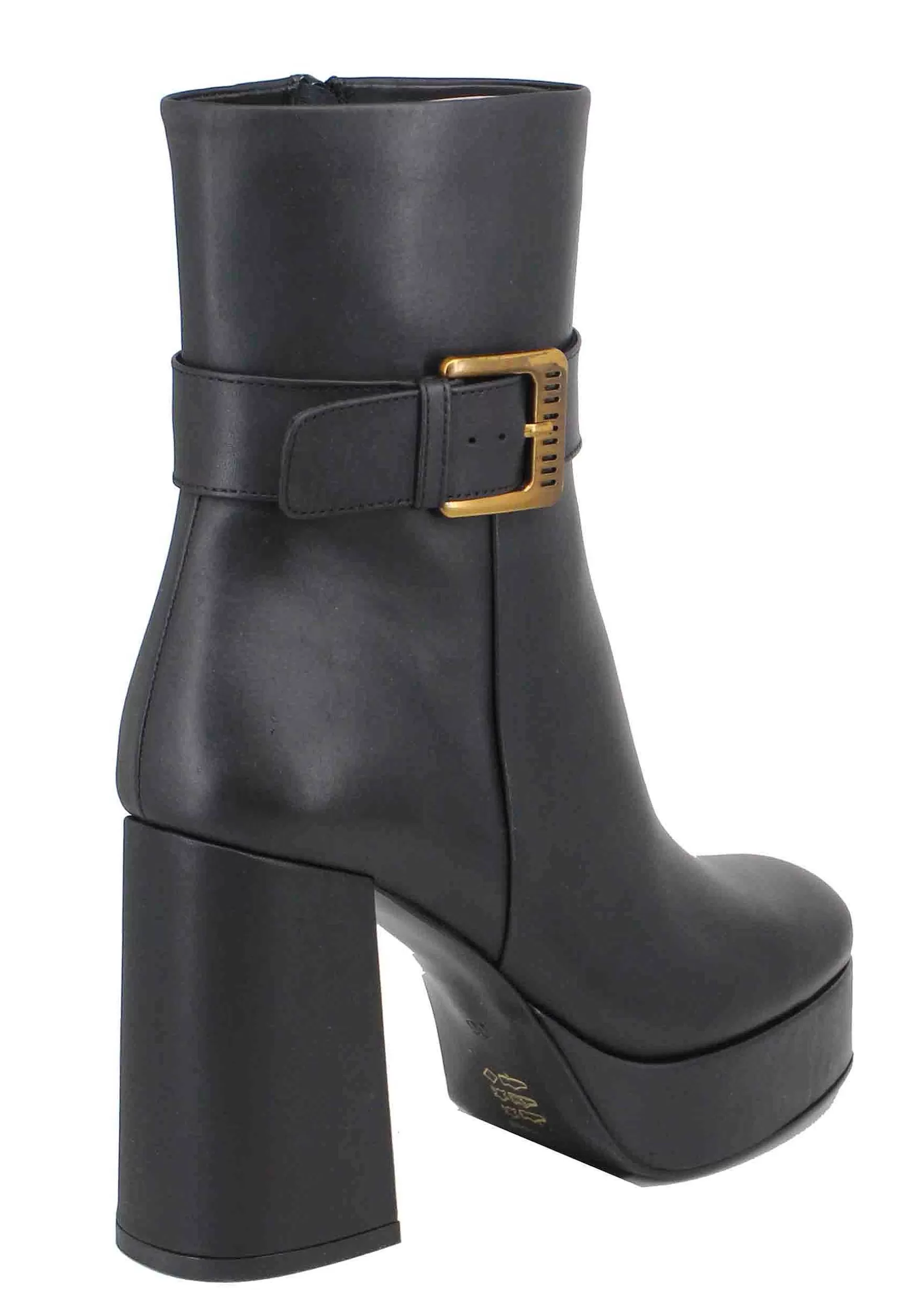 Stivaletti Donna In Pelle Nera Con Tacco Alto E Fibbia Laterale*Bruno Premi Store