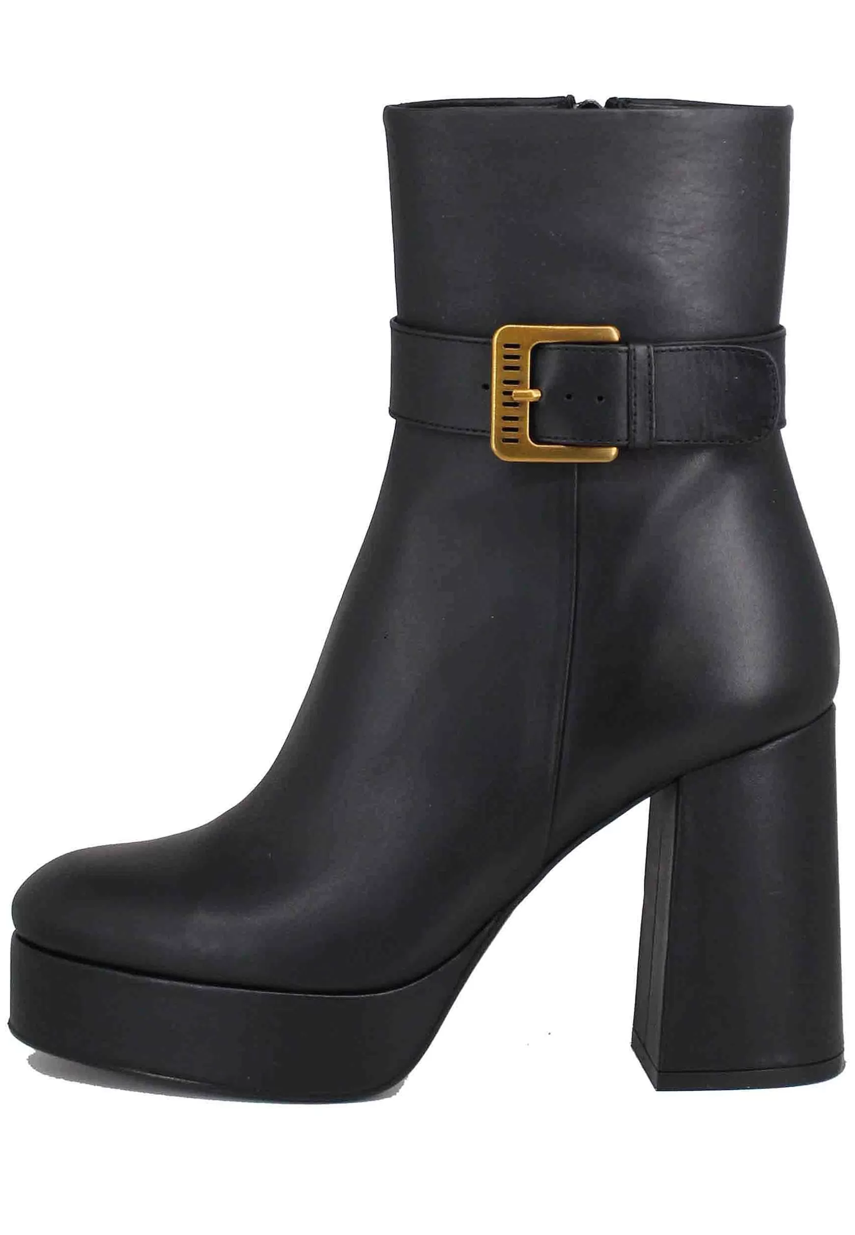 Stivaletti Donna In Pelle Nera Con Tacco Alto E Fibbia Laterale*Bruno Premi Store