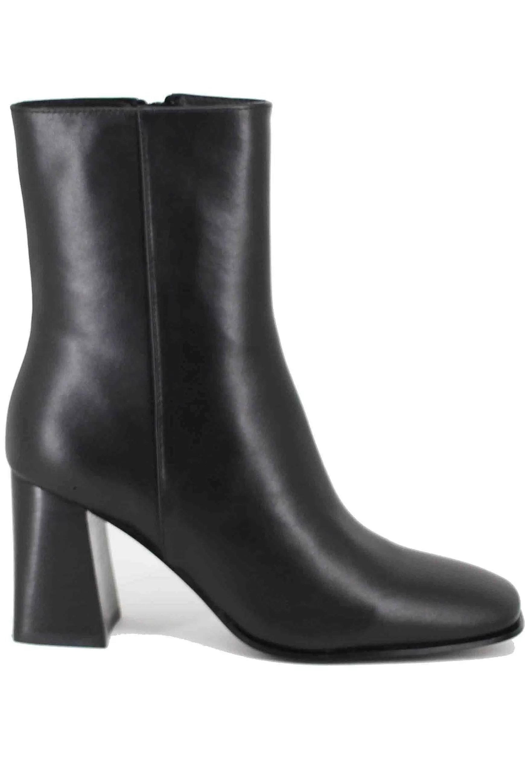 Stivaletti Donna In Pelle Nera Con Tacco Alto E Punta Quadra*Bibi Lou Shop