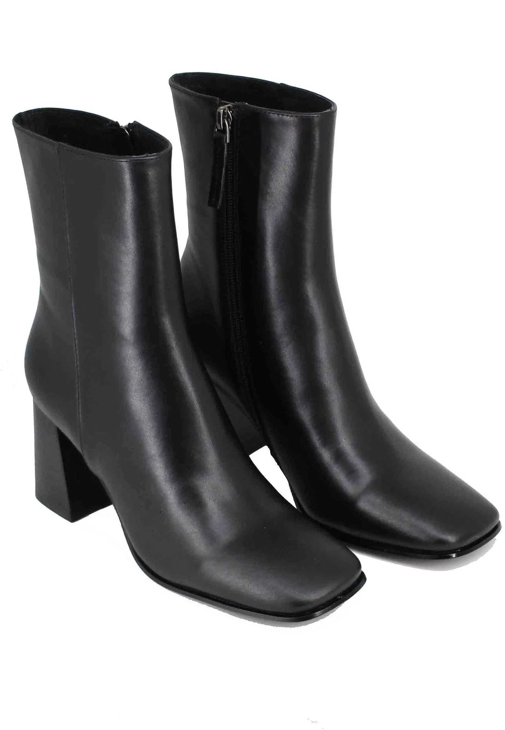 Stivaletti Donna In Pelle Nera Con Tacco Alto E Punta Quadra*Bibi Lou Shop