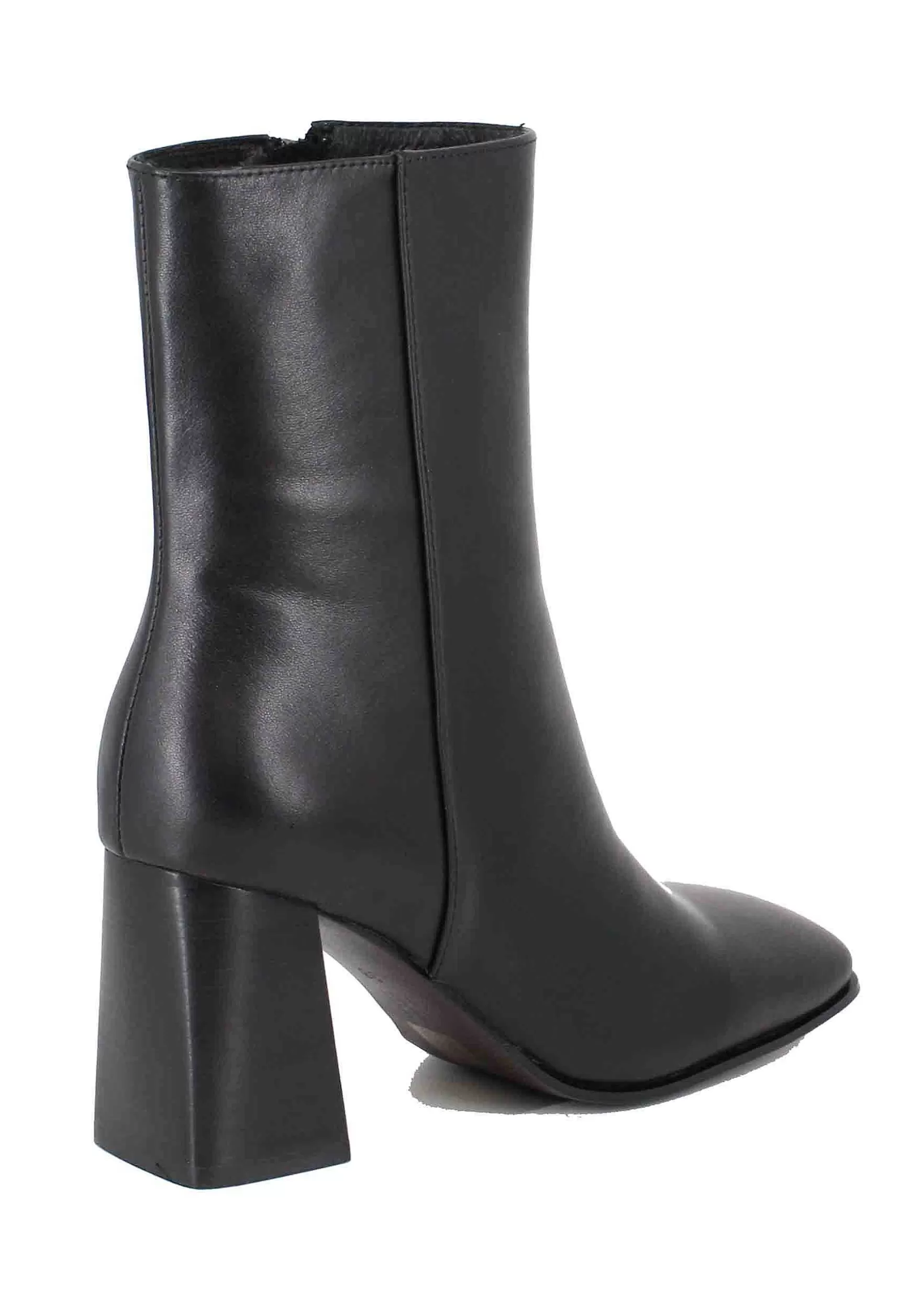Stivaletti Donna In Pelle Nera Con Tacco Alto E Punta Quadra*Bibi Lou Shop