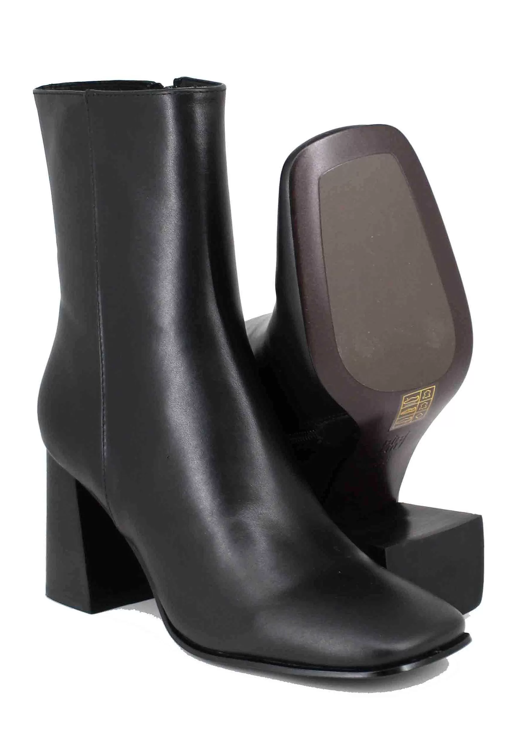 Stivaletti Donna In Pelle Nera Con Tacco Alto E Punta Quadra*Bibi Lou Shop