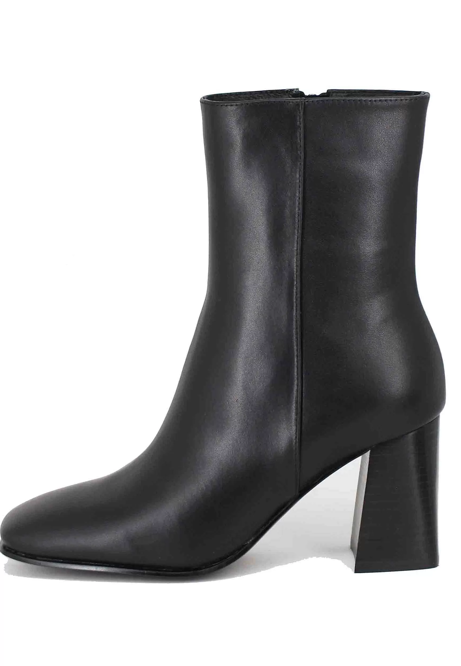 Stivaletti Donna In Pelle Nera Con Tacco Alto E Punta Quadra*Bibi Lou Shop