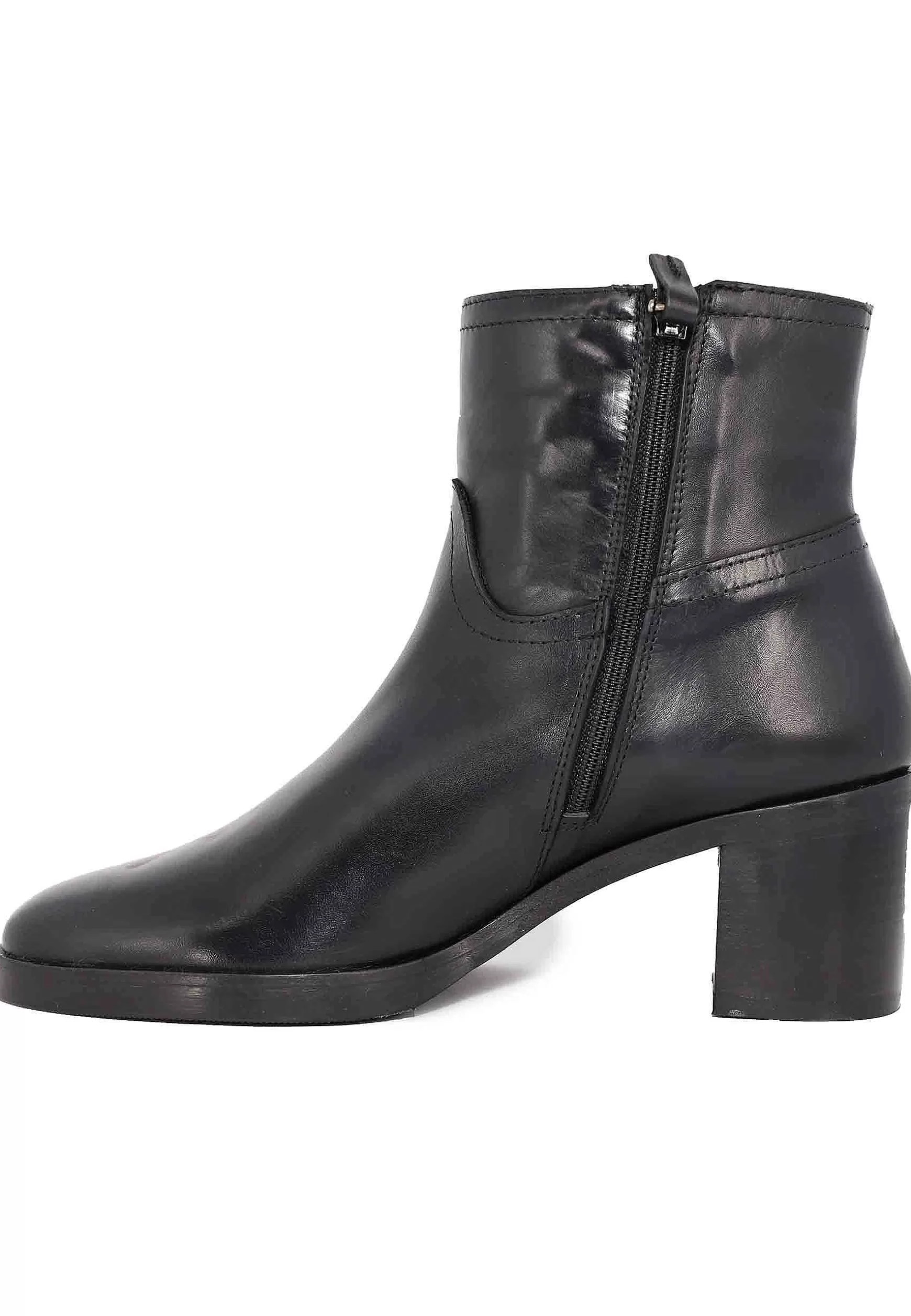 Stivaletti Donna In Pelle Nera Con Tacco E Suola In Gomma** Store