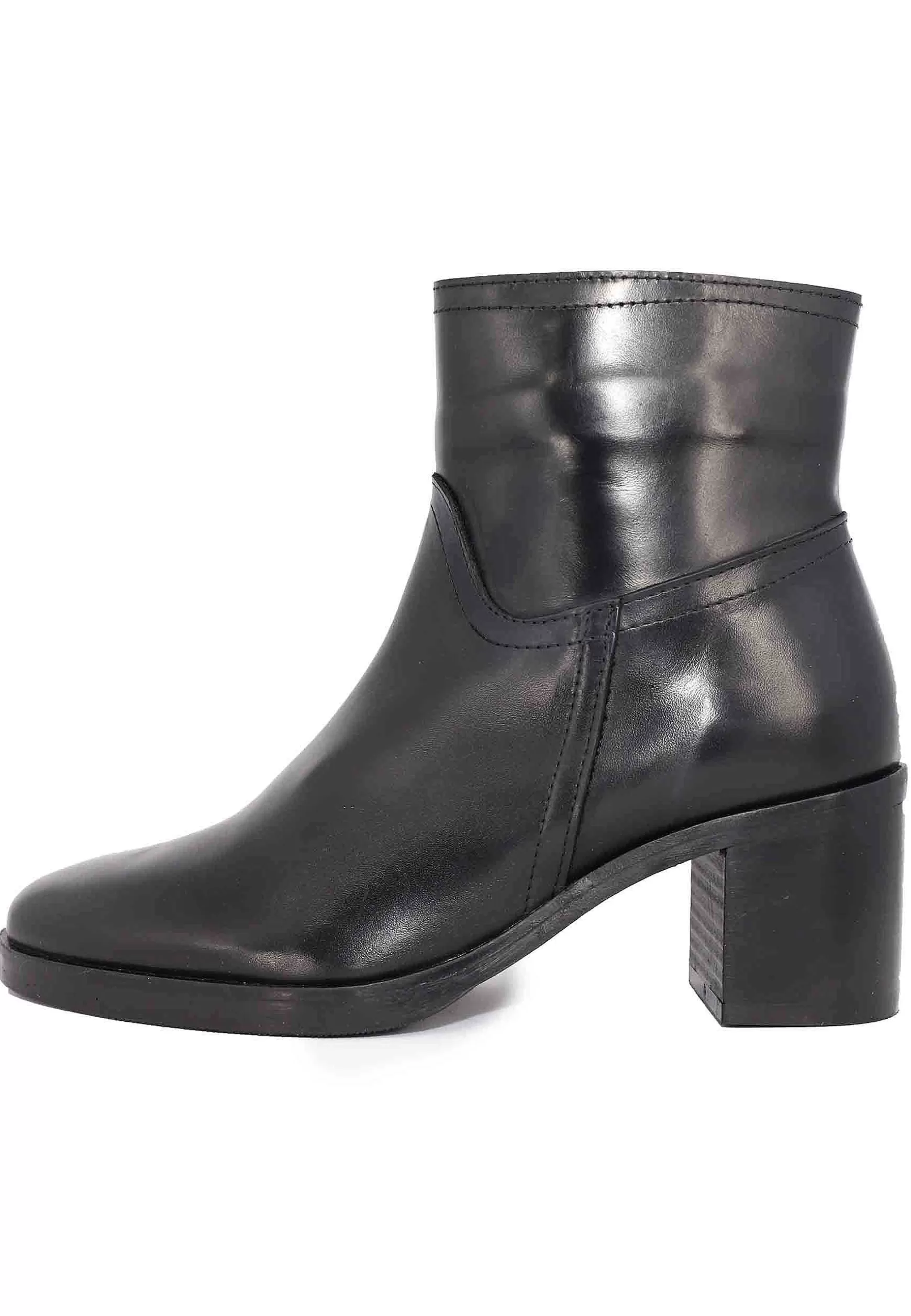 Stivaletti Donna In Pelle Nera Con Tacco E Suola In Gomma** Store