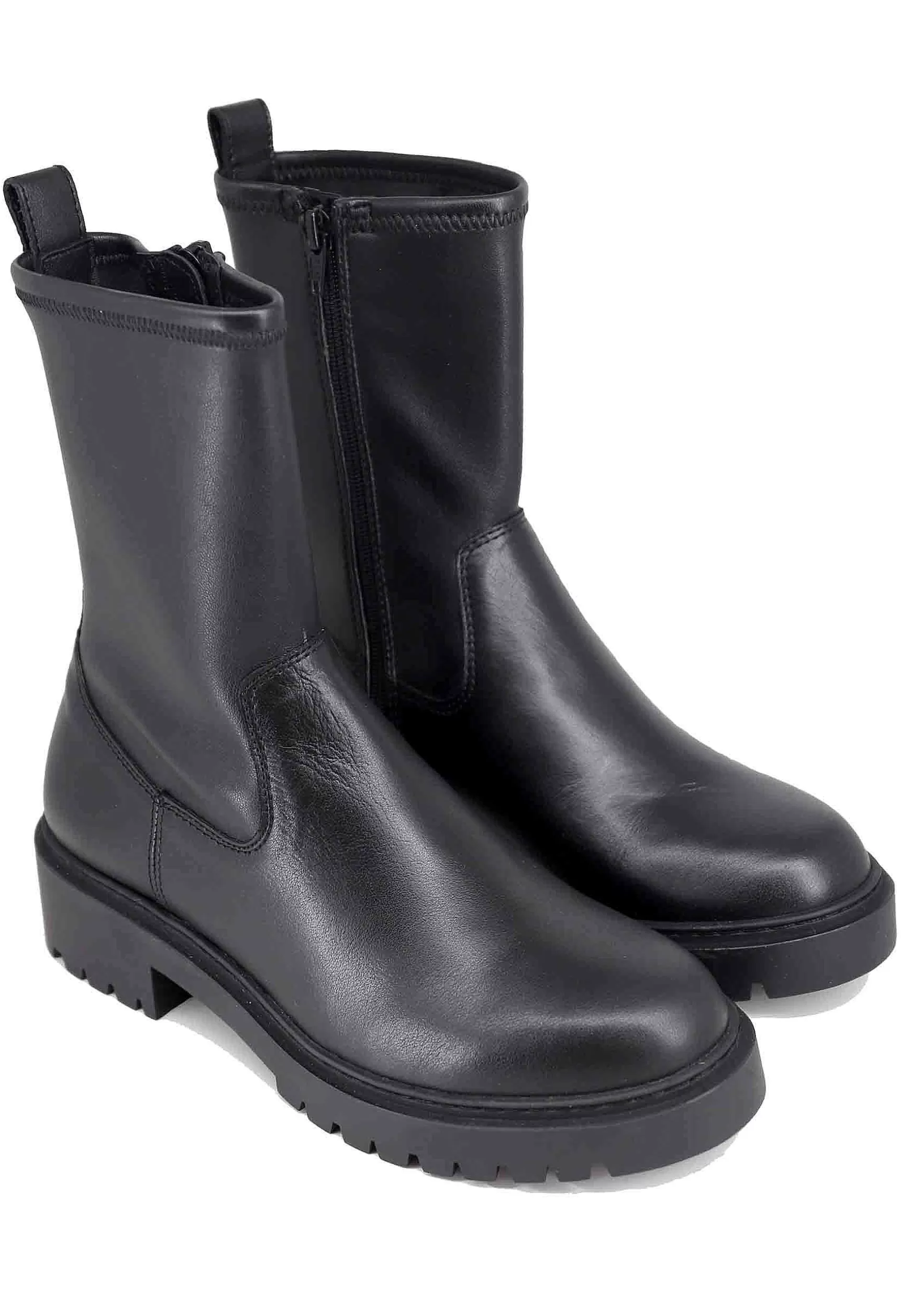 Stivaletti Donna In Pelle Nera Elasticizzata Con Suola In Gomma*Unisa Flash Sale