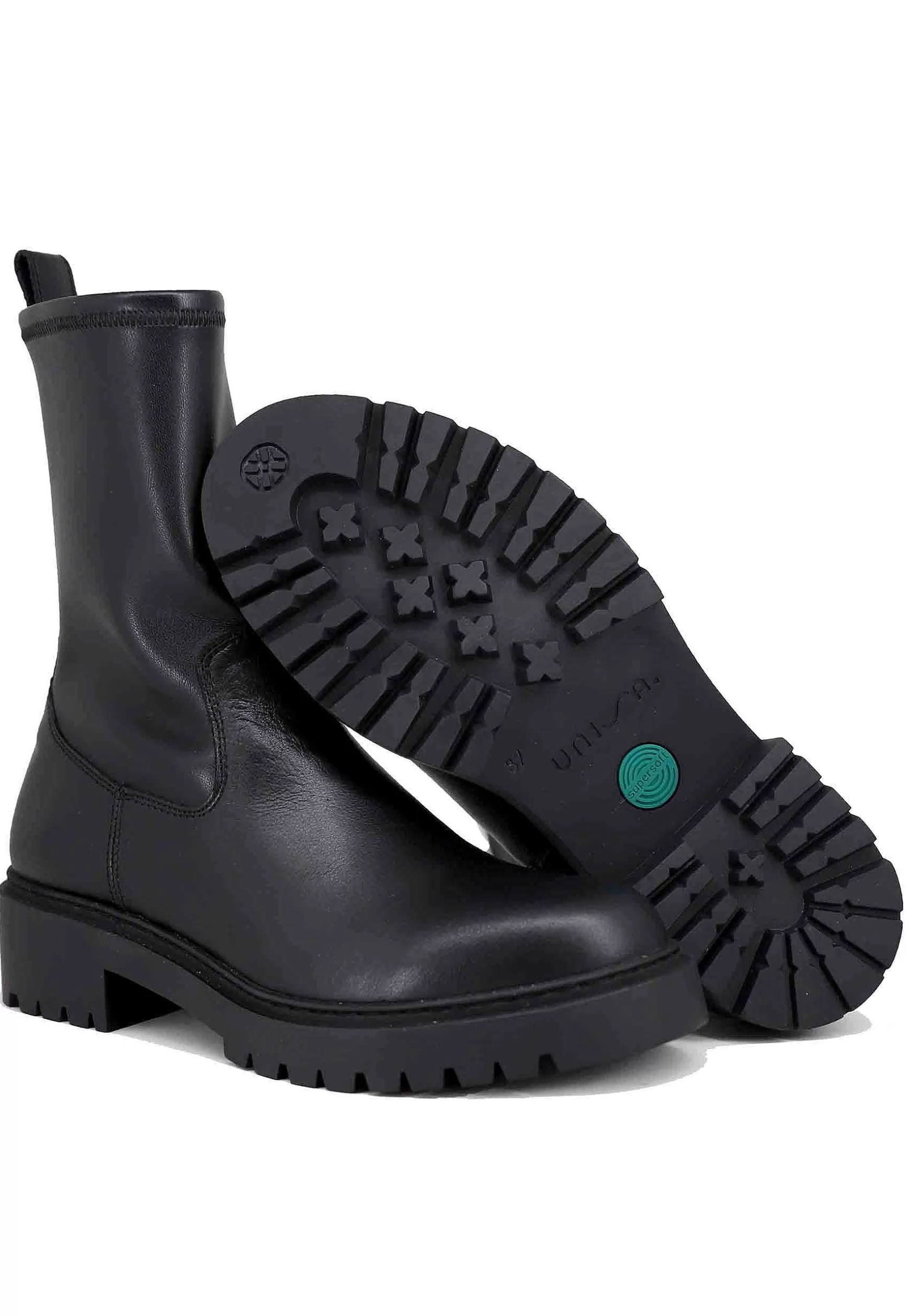 Stivaletti Donna In Pelle Nera Elasticizzata Con Suola In Gomma*Unisa Flash Sale