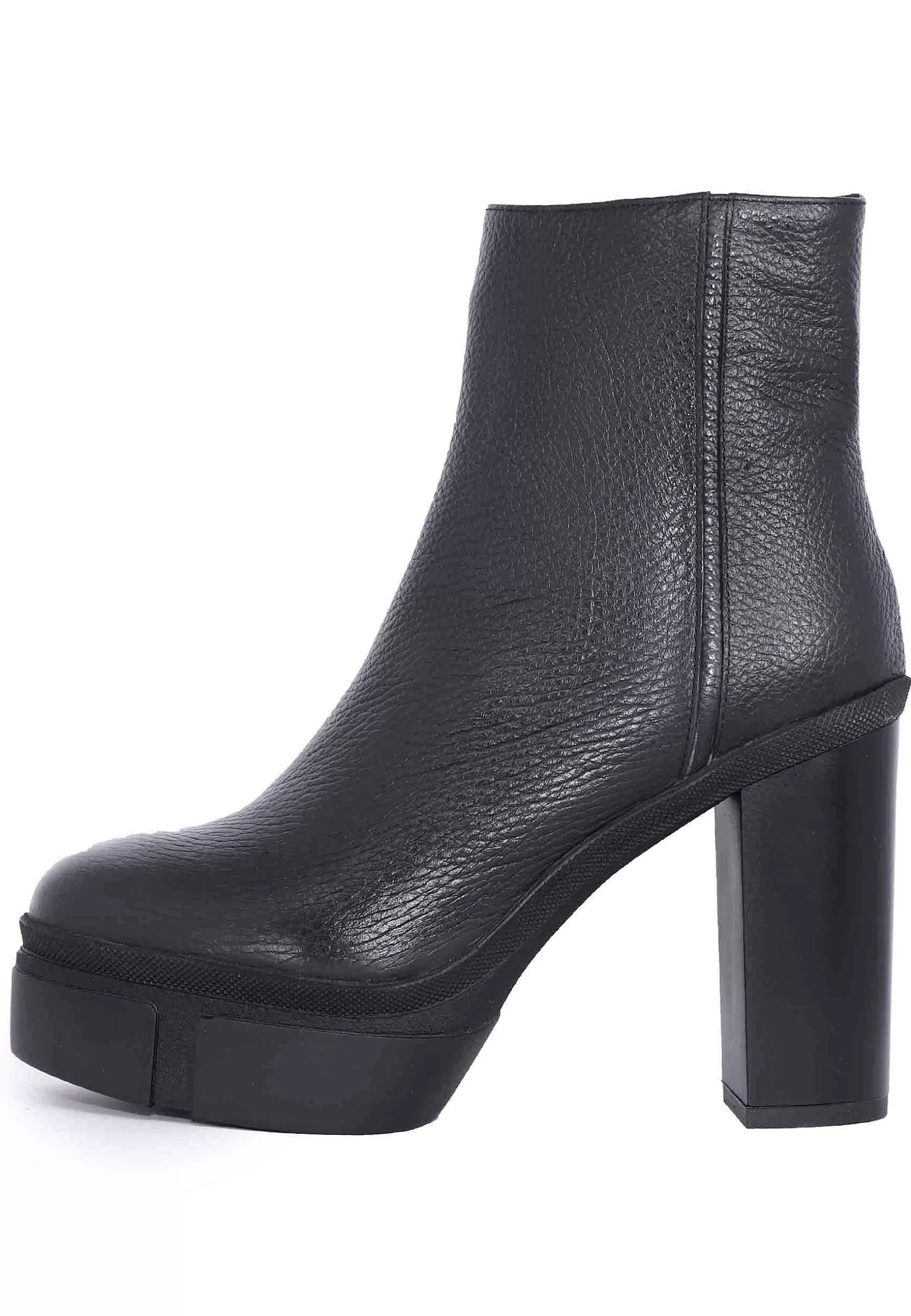 Stivaletti Donna In Pelle Nero Con Tacco Alto E Plateau*Tattoo Clearance